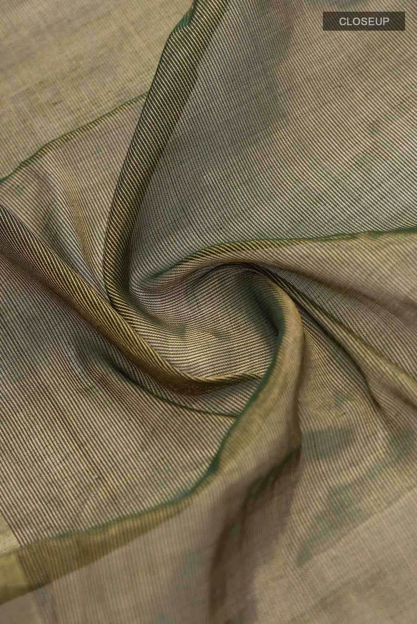 Green Chanderi Tissue Silk Cotton Saree