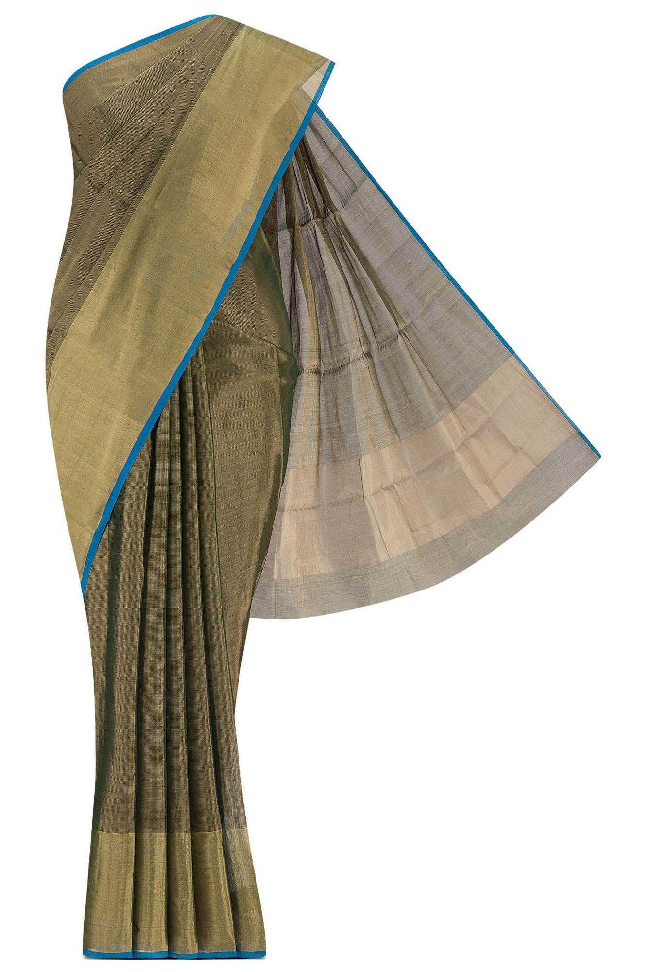 Green Chanderi Tissue Silk Cotton Saree