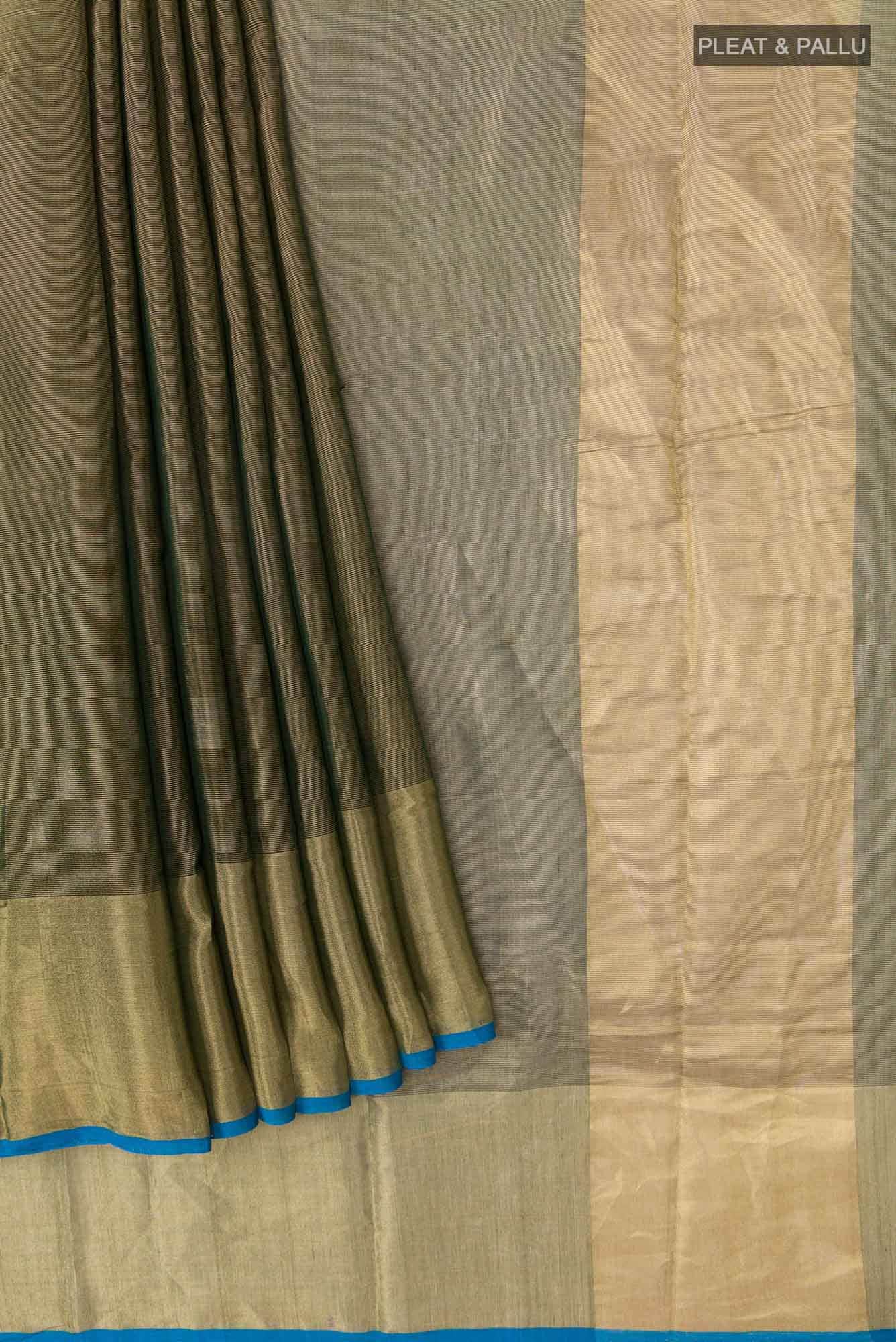 Green Chanderi Tissue Silk Cotton Saree