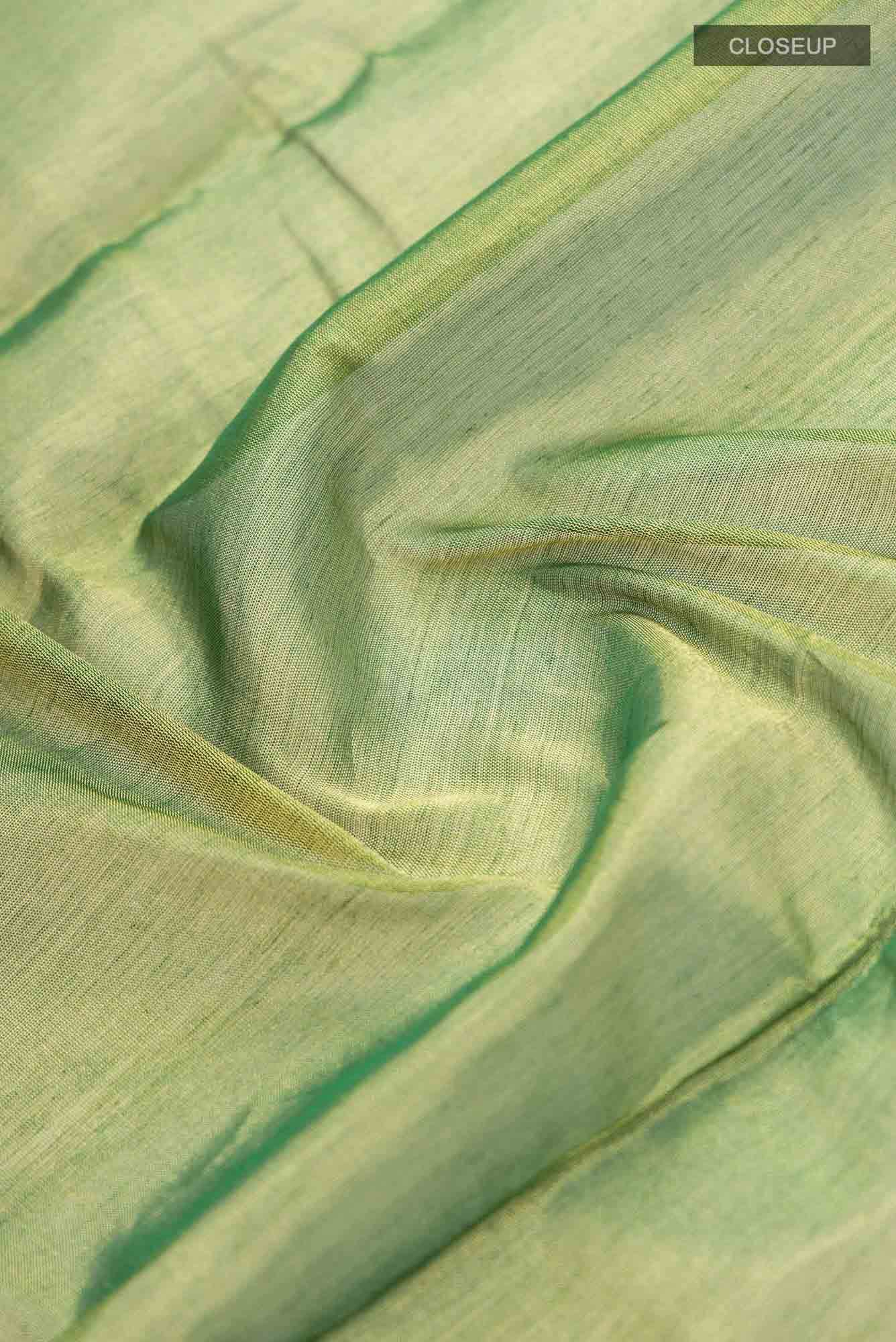 Green Chanderi Tissue Silk Cotton Saree