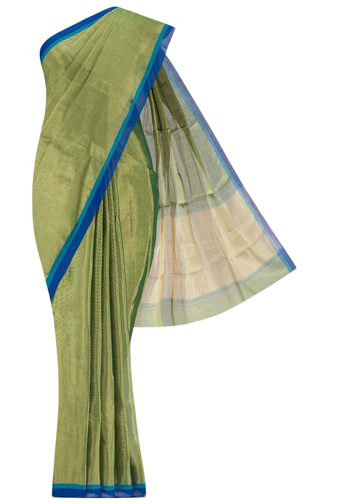 Green Chanderi Tissue Silk Cotton Saree