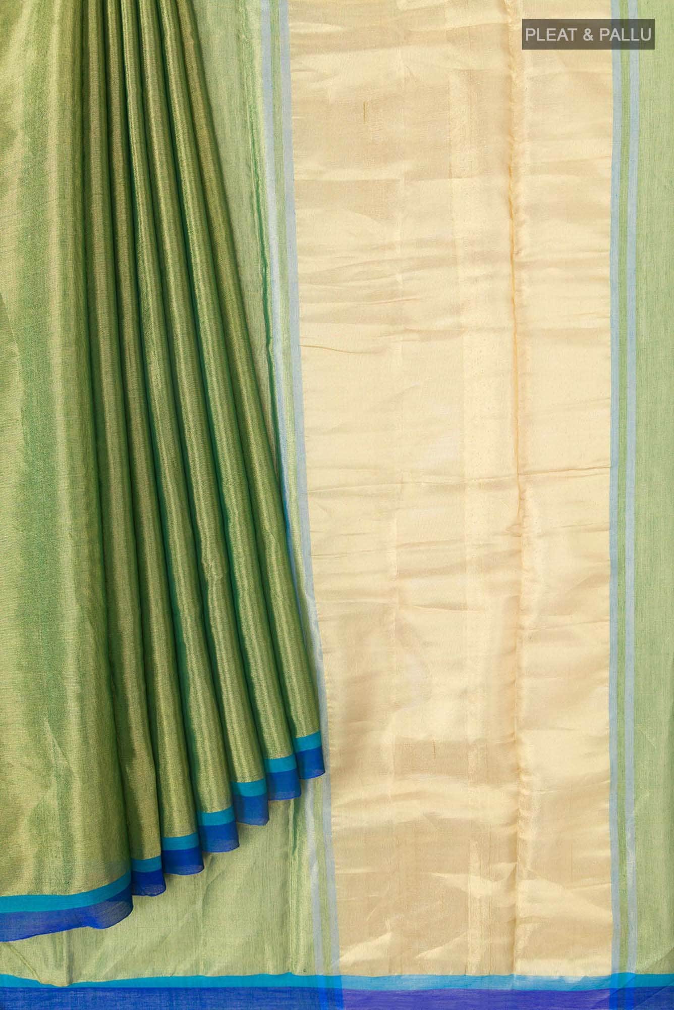 Green Chanderi Tissue Silk Cotton Saree