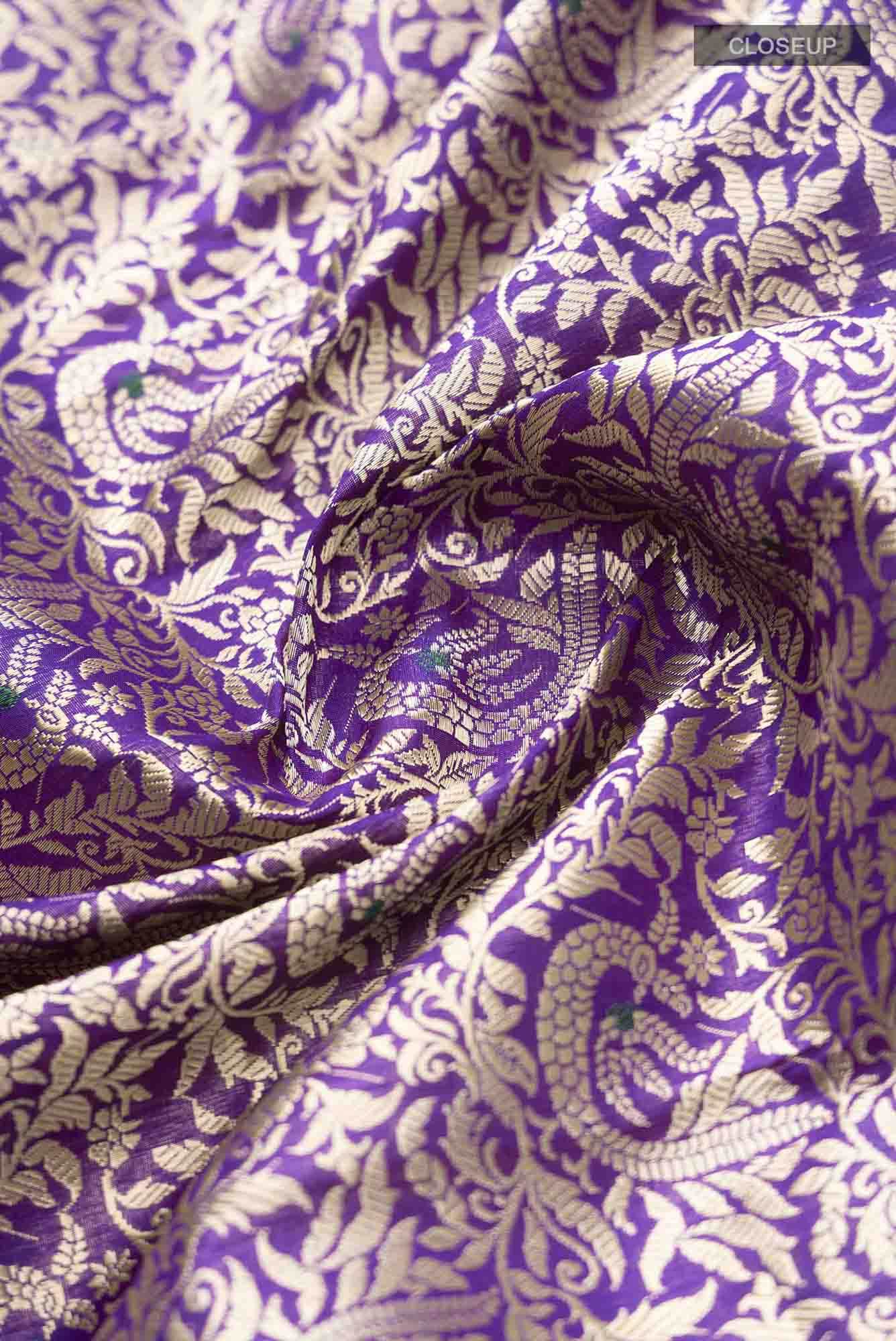 Gazal- Violet Banarasi Silk Saree
