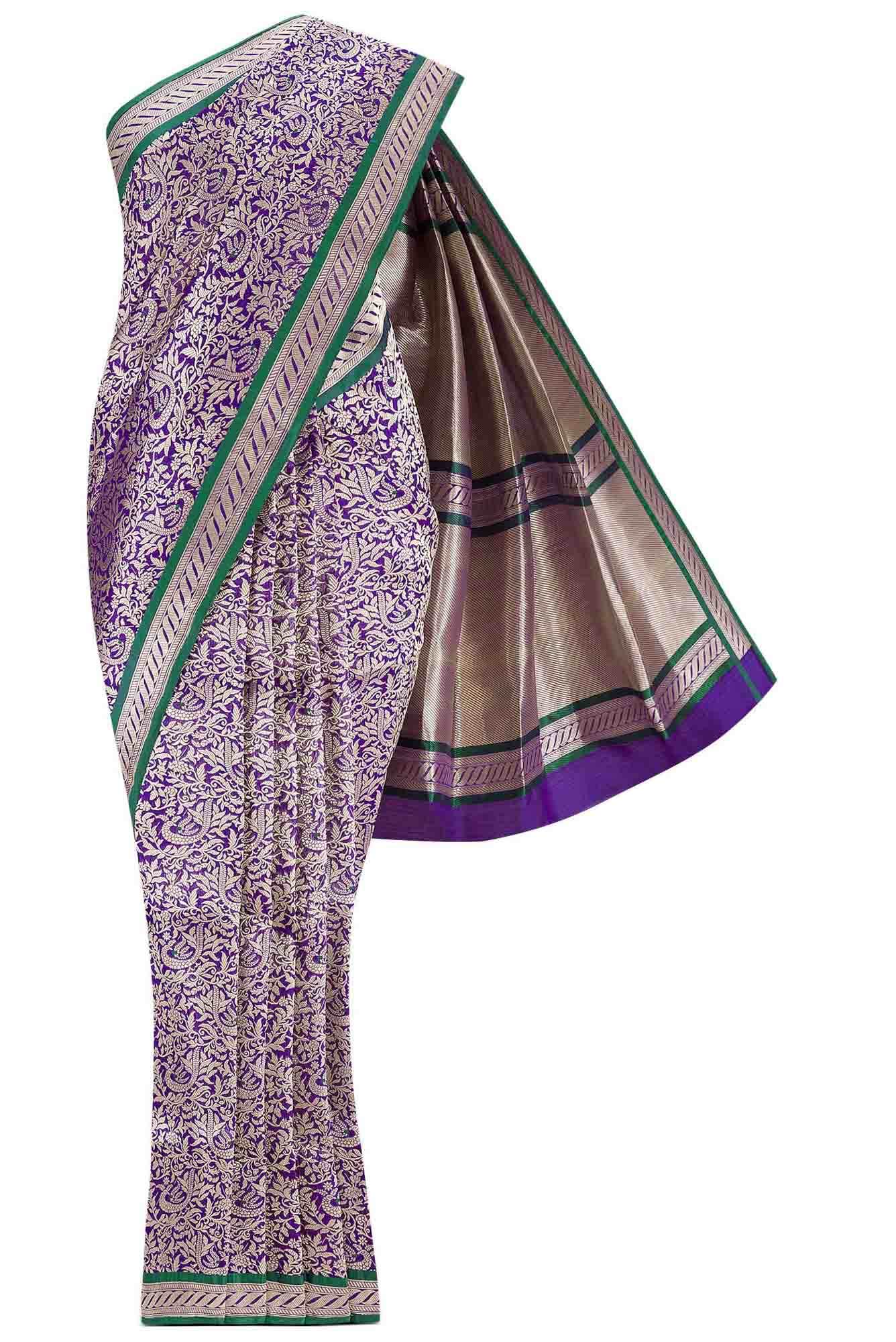 Gazal- Violet Banarasi Silk Saree