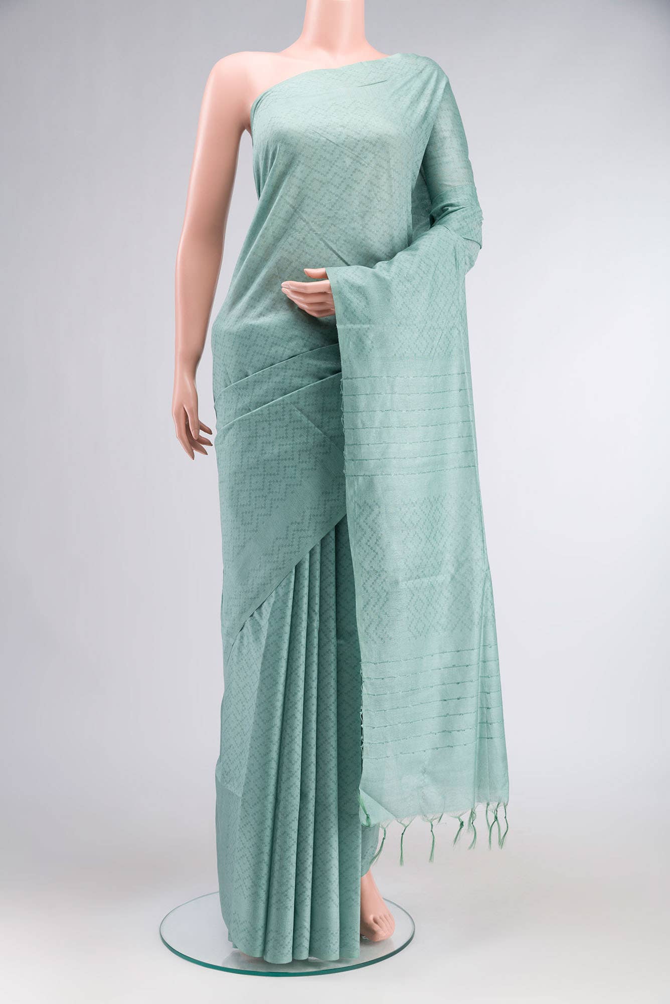Green Blended Tussar Silk Saree