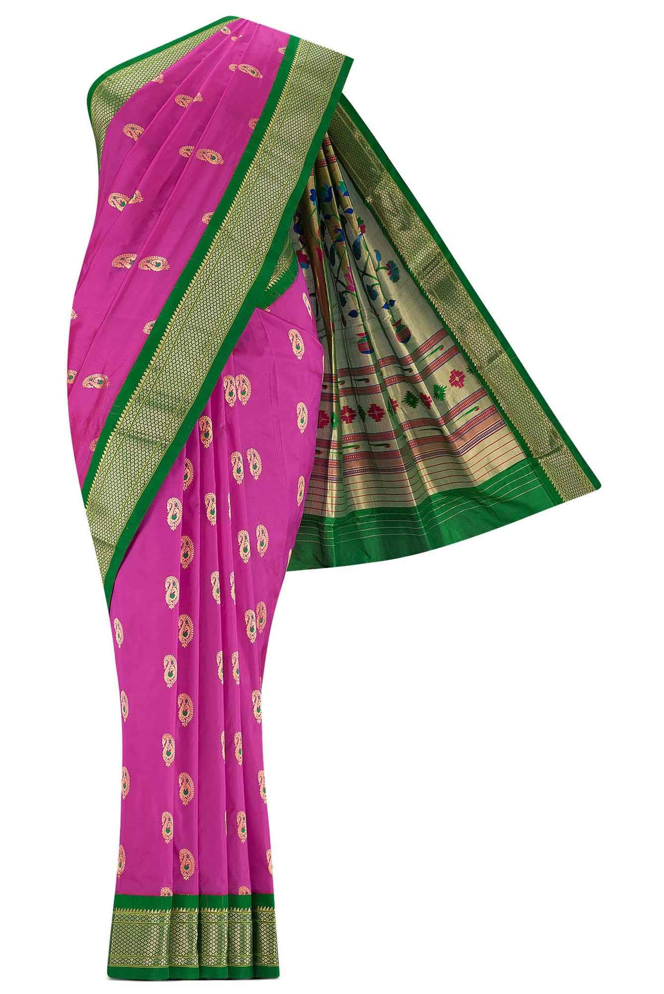 Pink Paithani Silk Saree