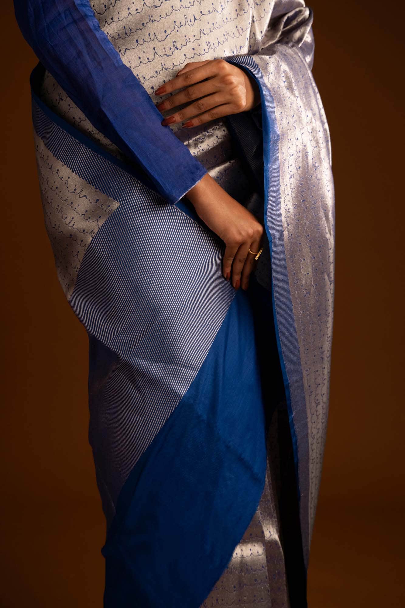Molten-Blue Banarasi Silk Saree