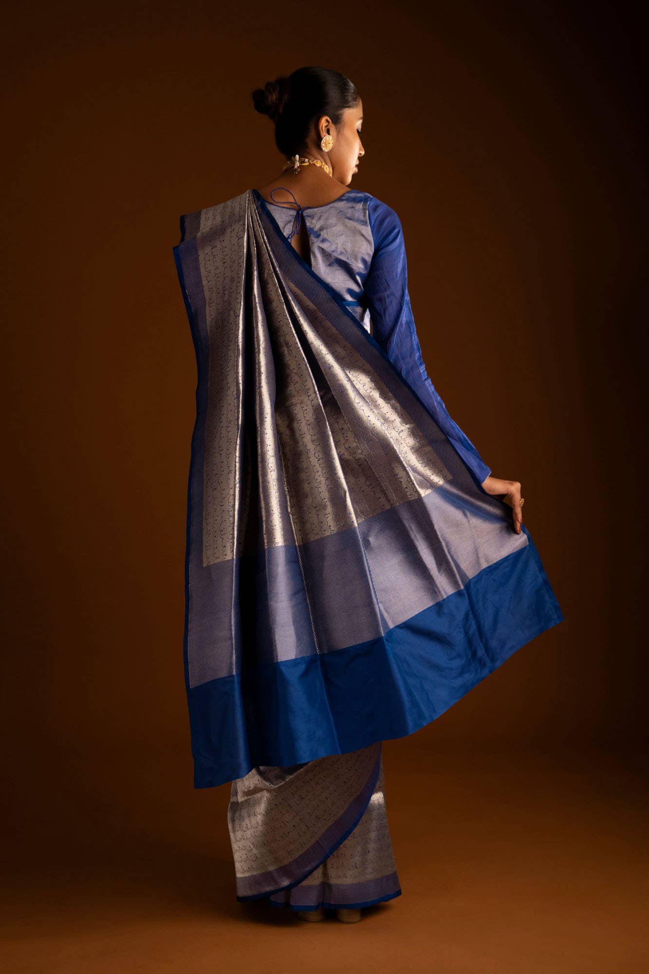 Molten-Blue Banarasi Silk Saree