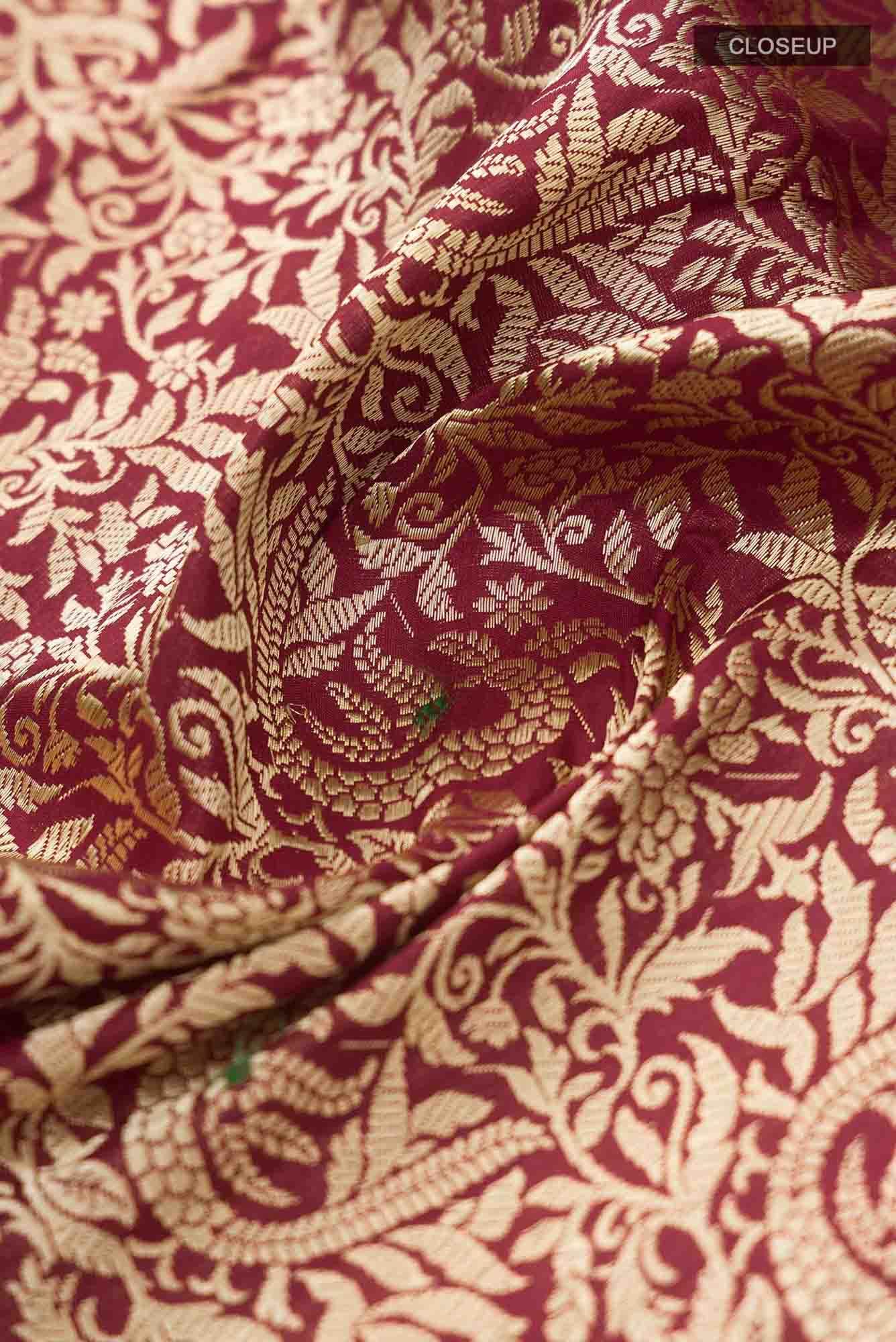 Gazal-Maroon Banarasi Silk Saree