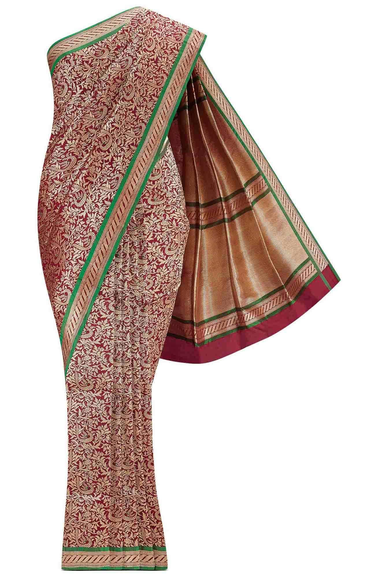 Gazal-Maroon Banarasi Silk Saree