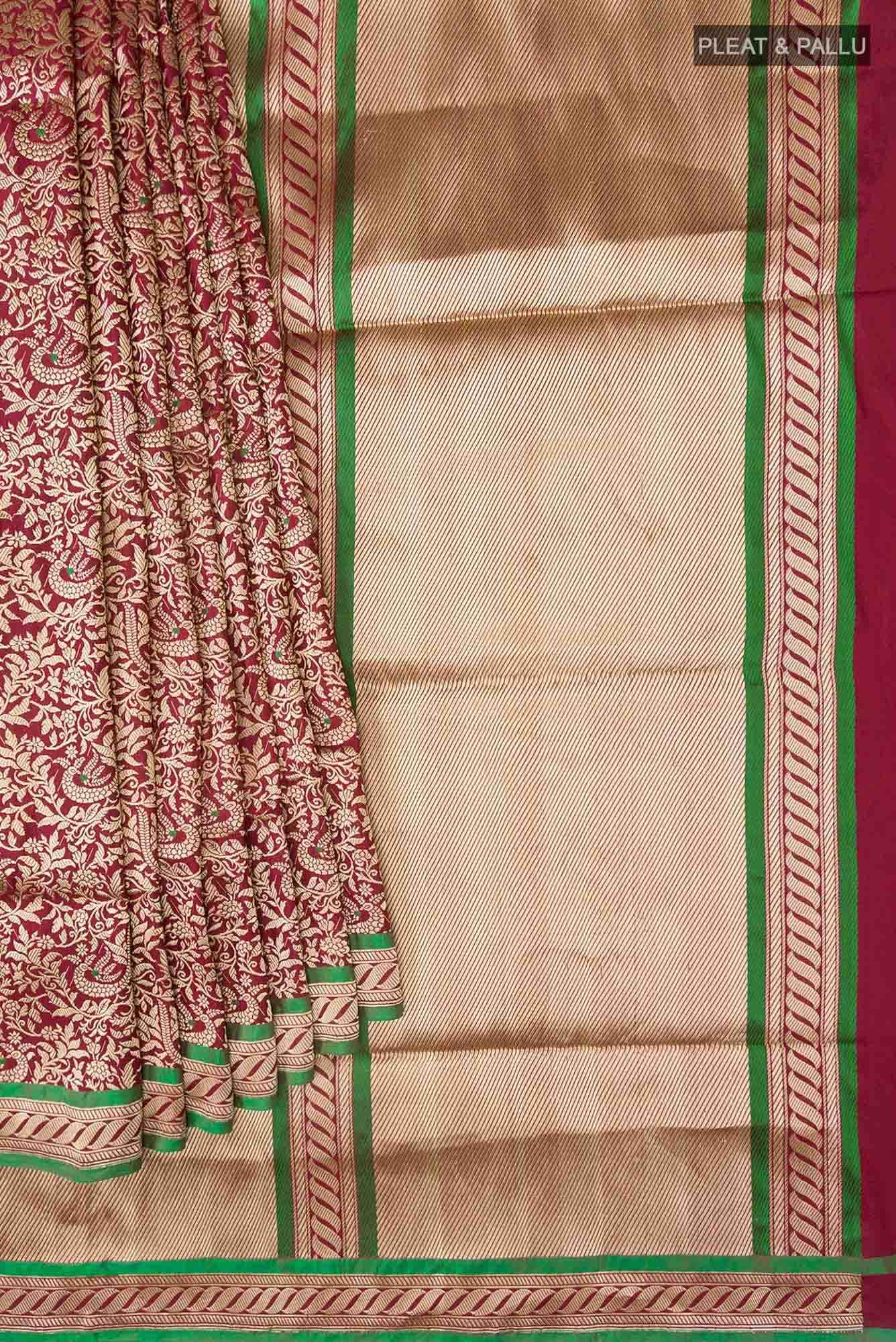 Gazal-Maroon Banarasi Silk Saree