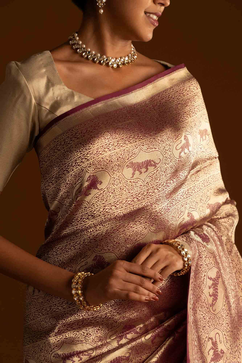 Ranthambore-Maroon Banarasi Silk Saree