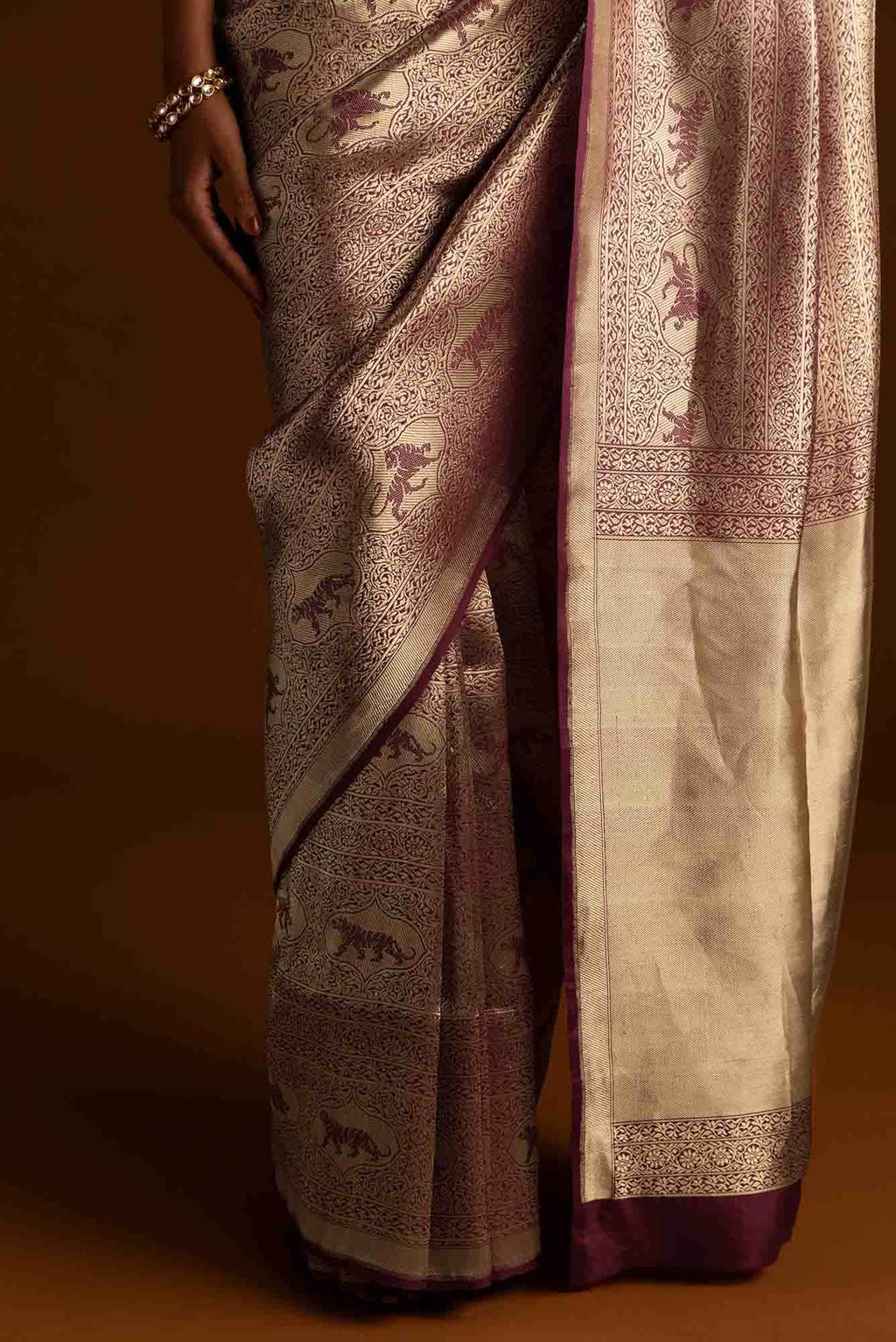 Ranthambore-Maroon Banarasi Silk Saree