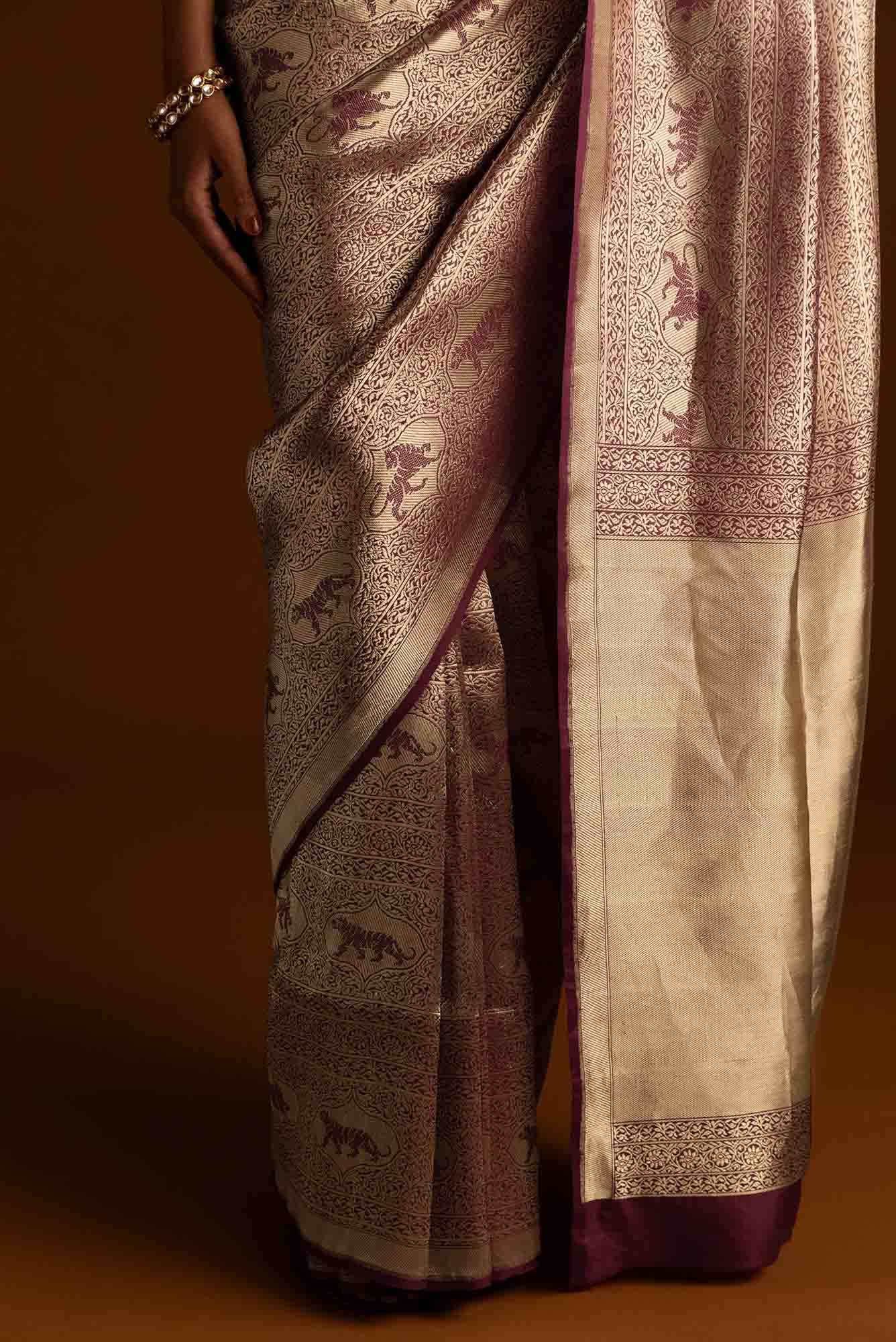 Ranthambore-Maroon Banarasi Silk Saree