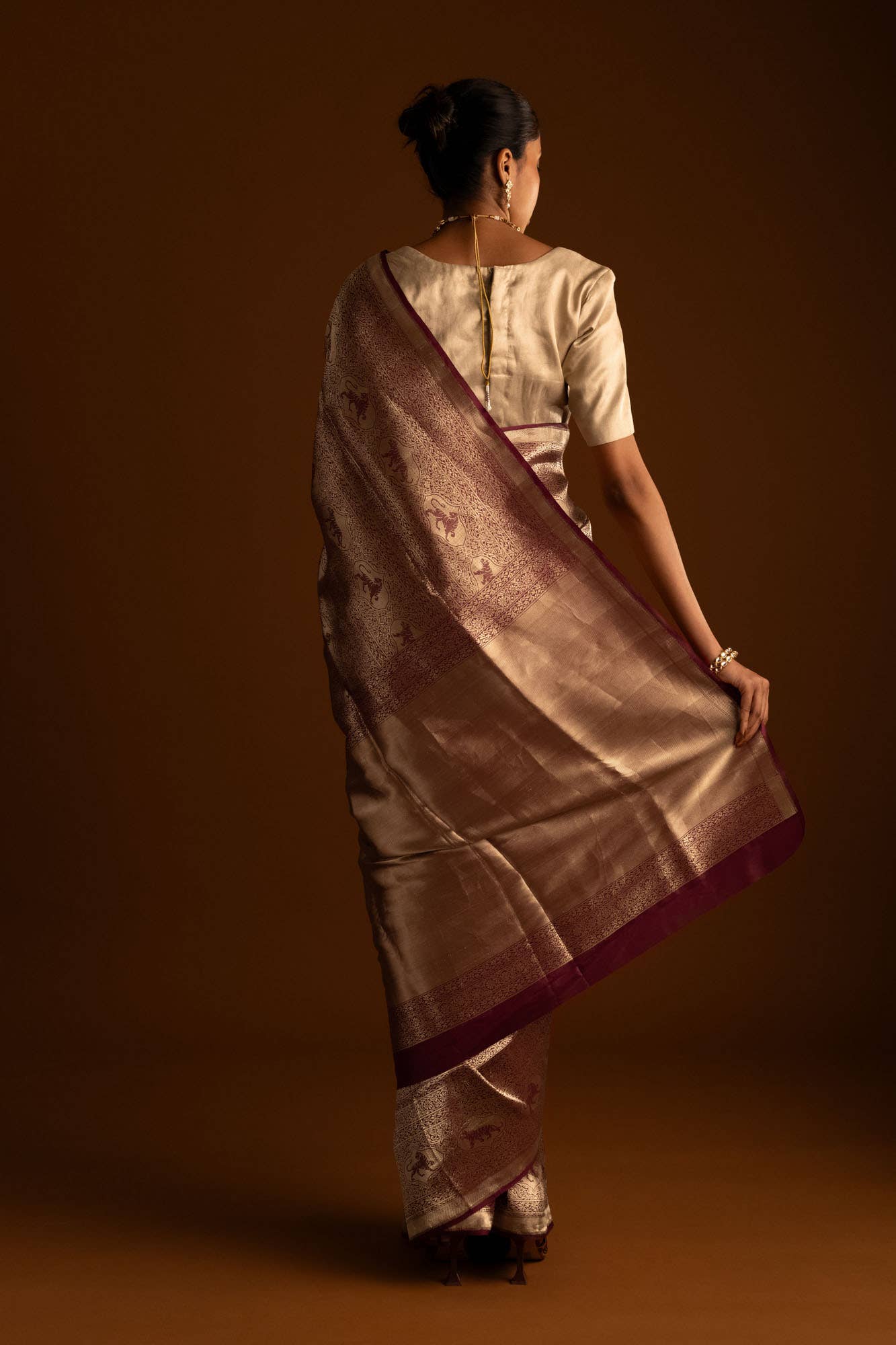Ranthambore-Maroon Banarasi Silk Saree