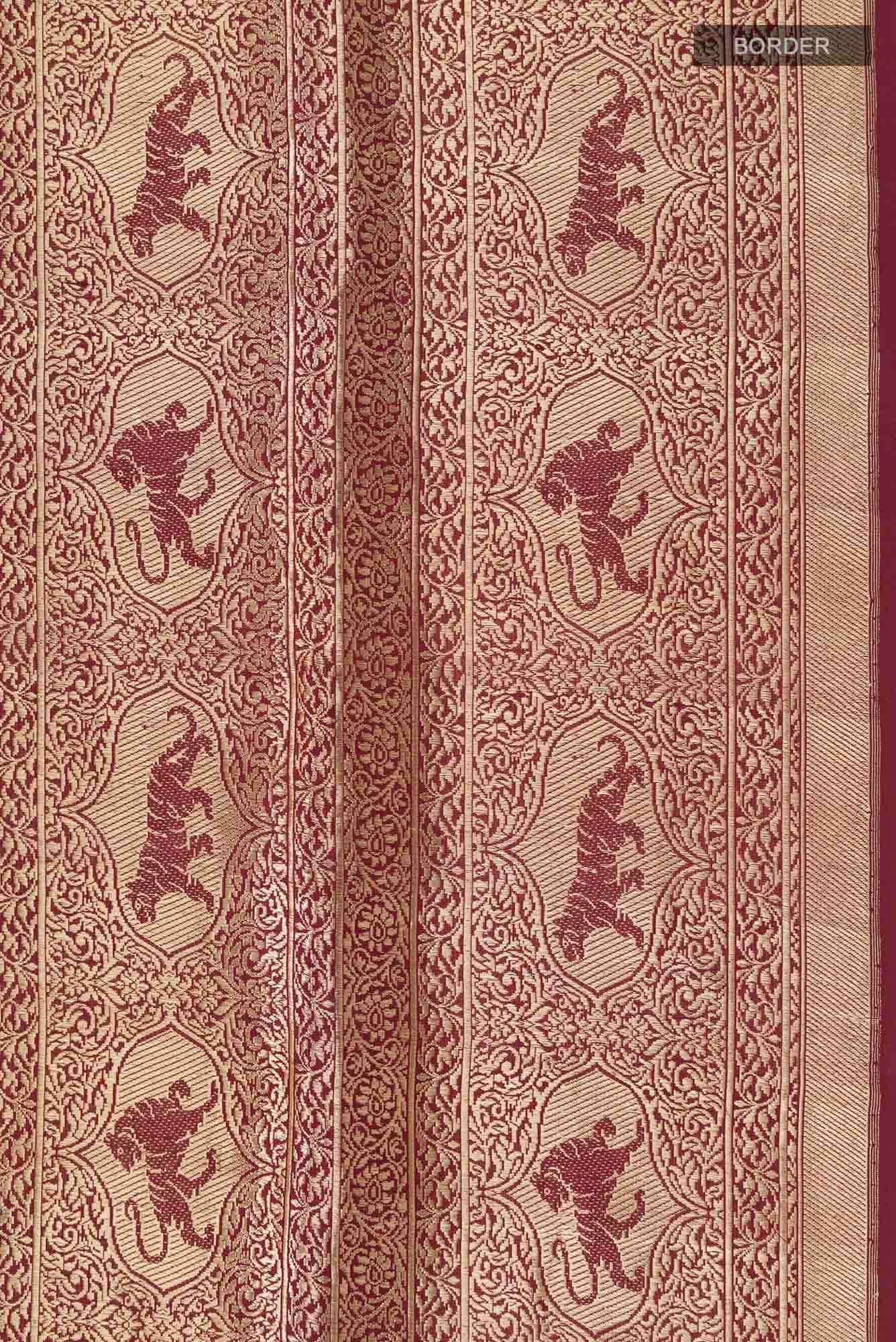 Ranthambore-Maroon Banarasi Silk Saree