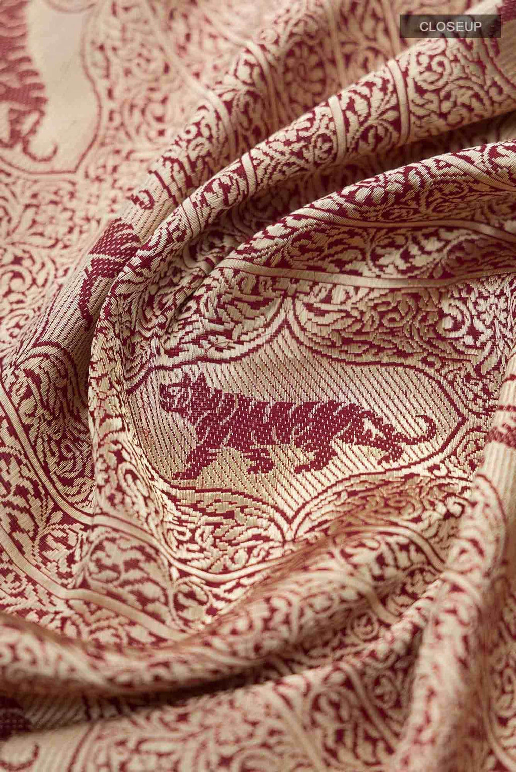 Ranthambore-Maroon Banarasi Silk Saree