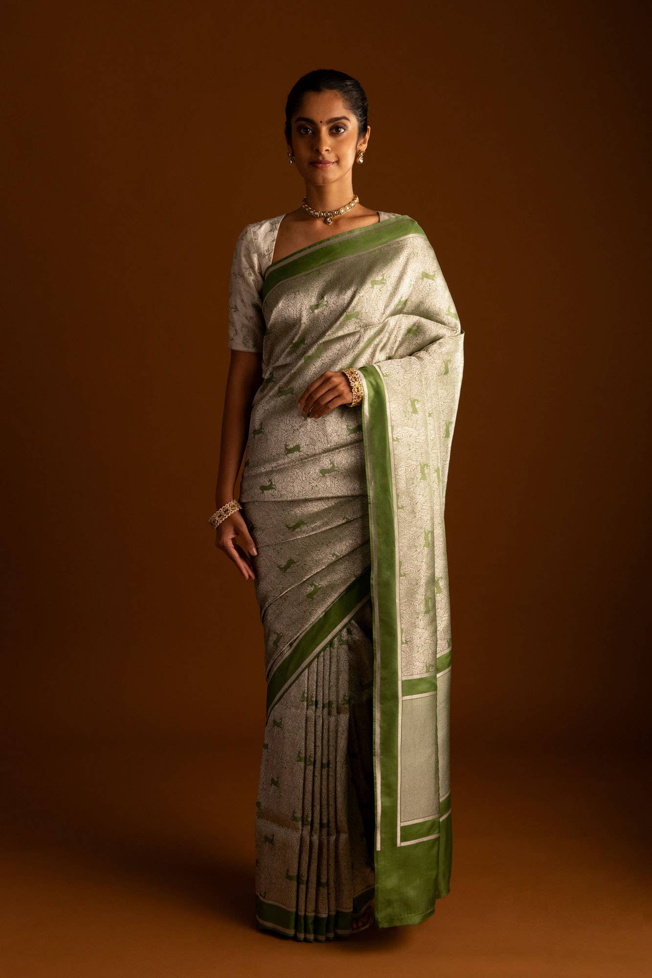 Prance-Green Banarasi Silk Saree