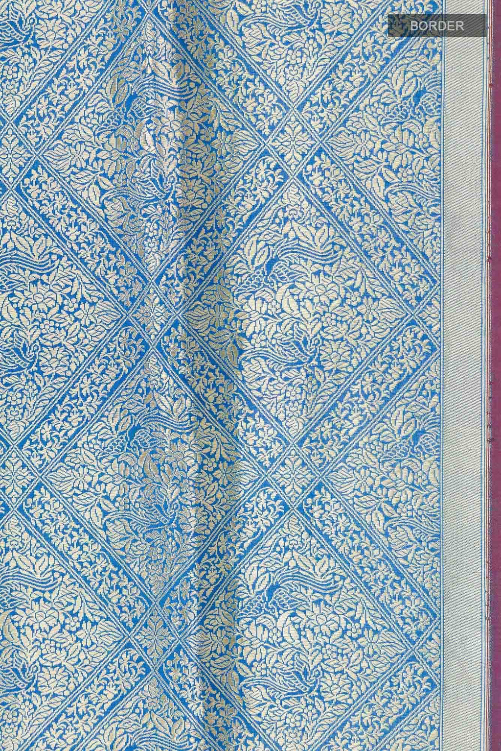 The jeweled Bird-Blue Banarasi Silk Saree