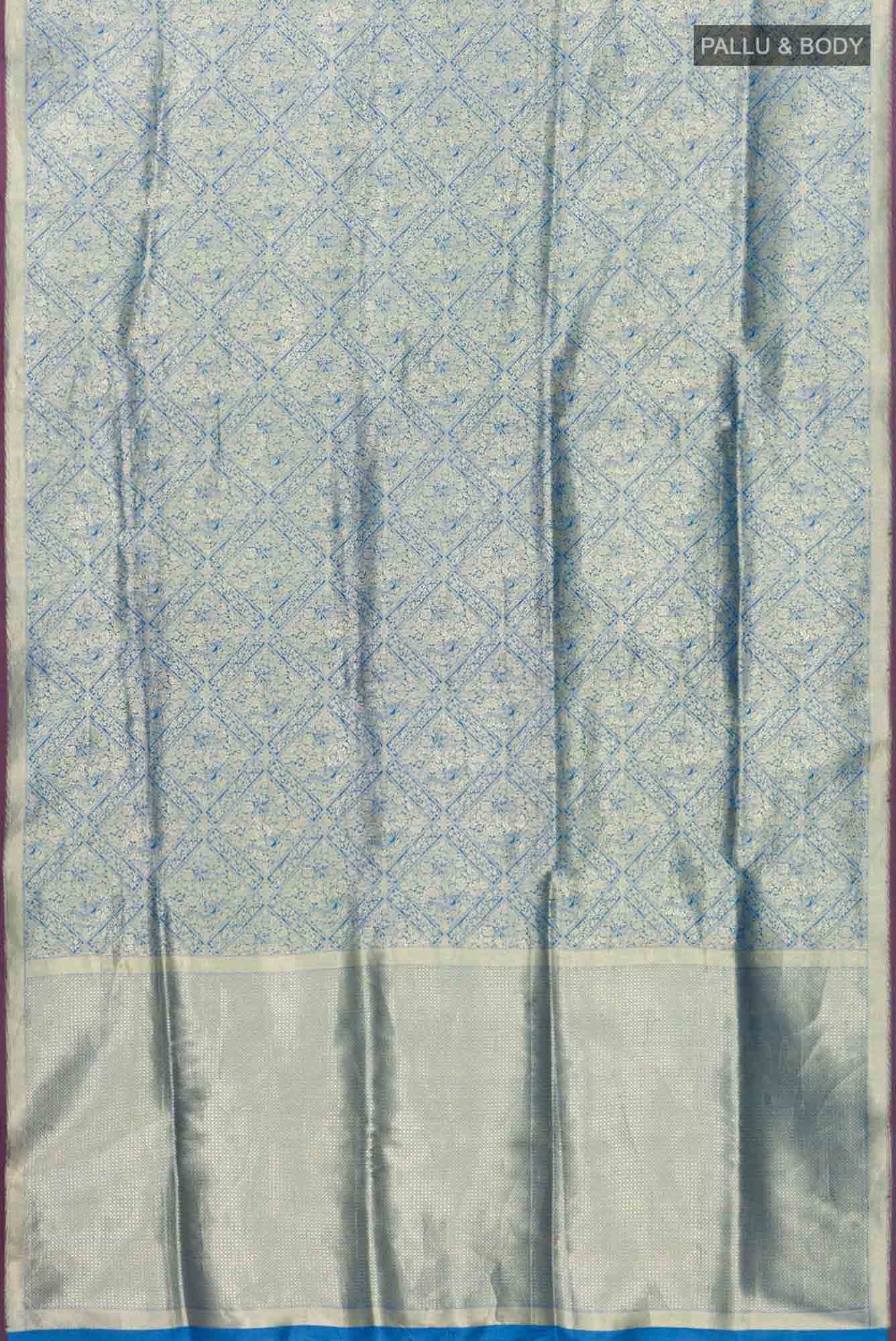The jeweled Bird-Blue Banarasi Silk Saree