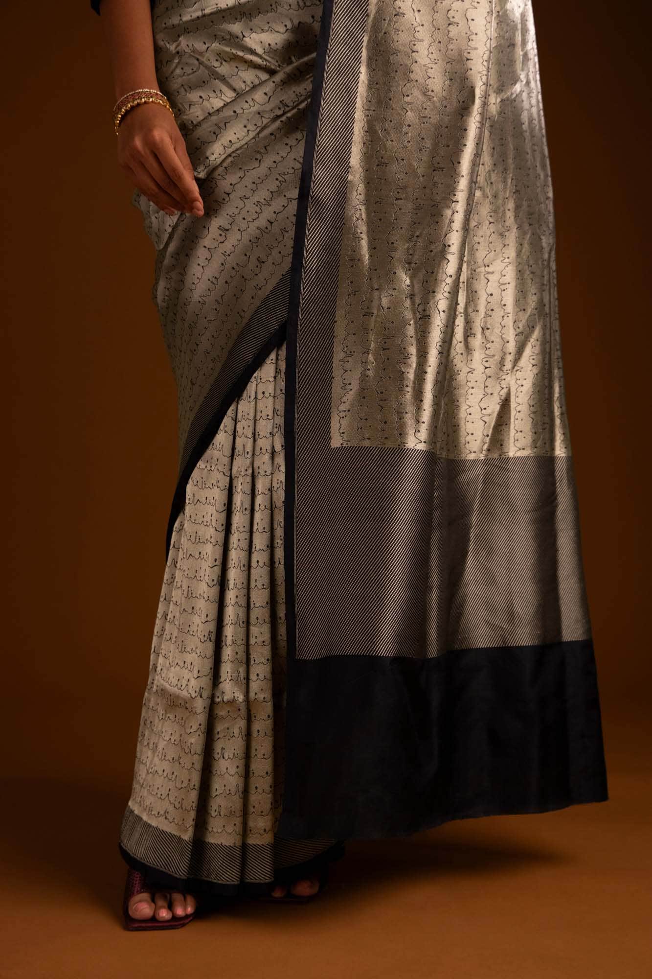 Molten-Black Banarasi Silk Saree