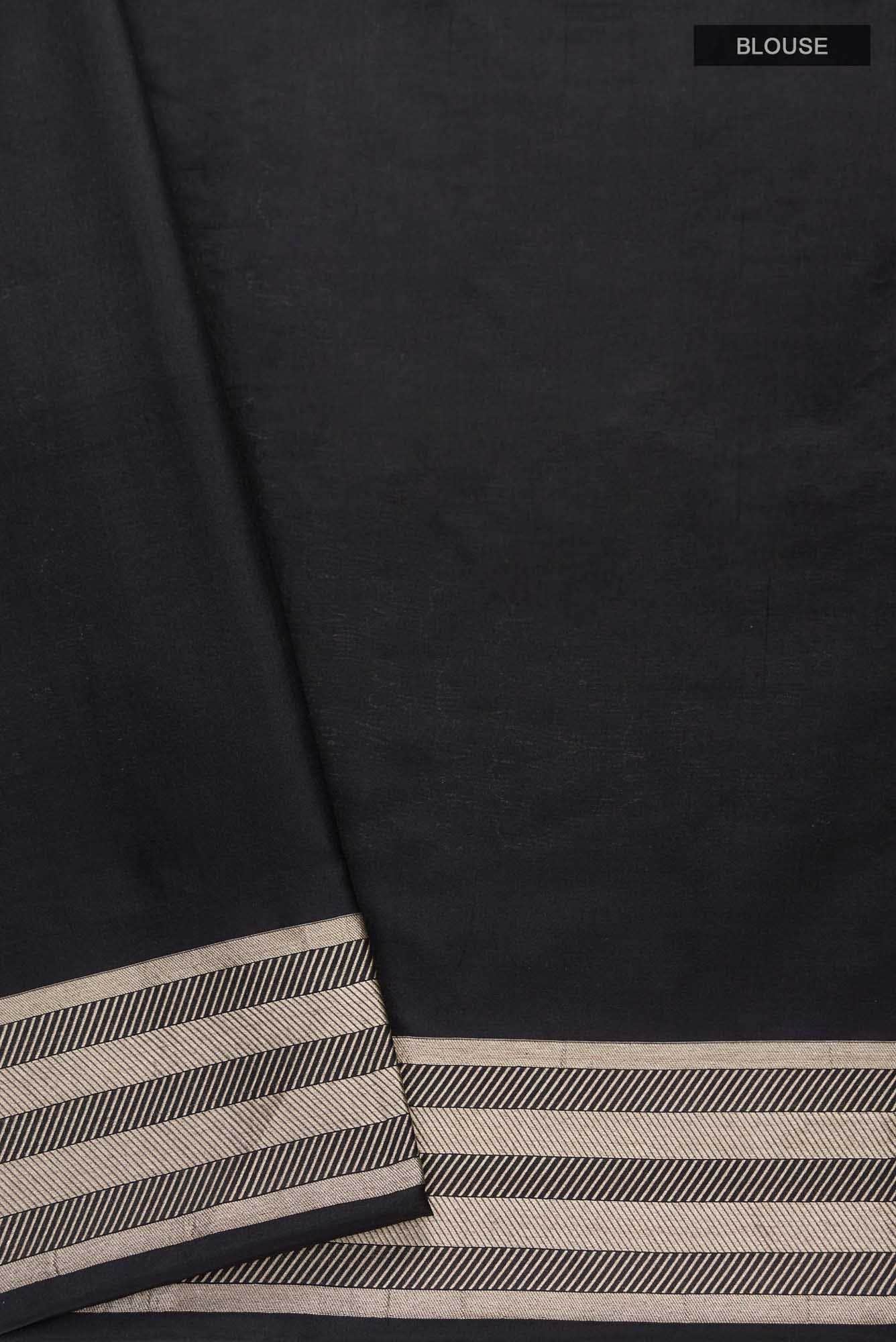 Molten-Black Banarasi Silk Saree