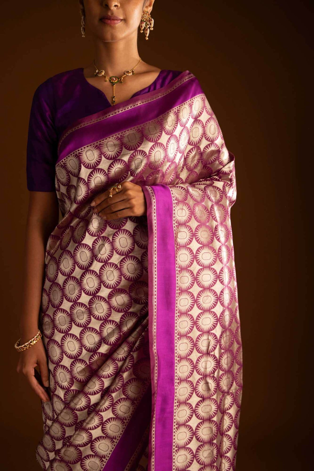 Shimmer Soleil-Magenta Banarasi Silk Saree