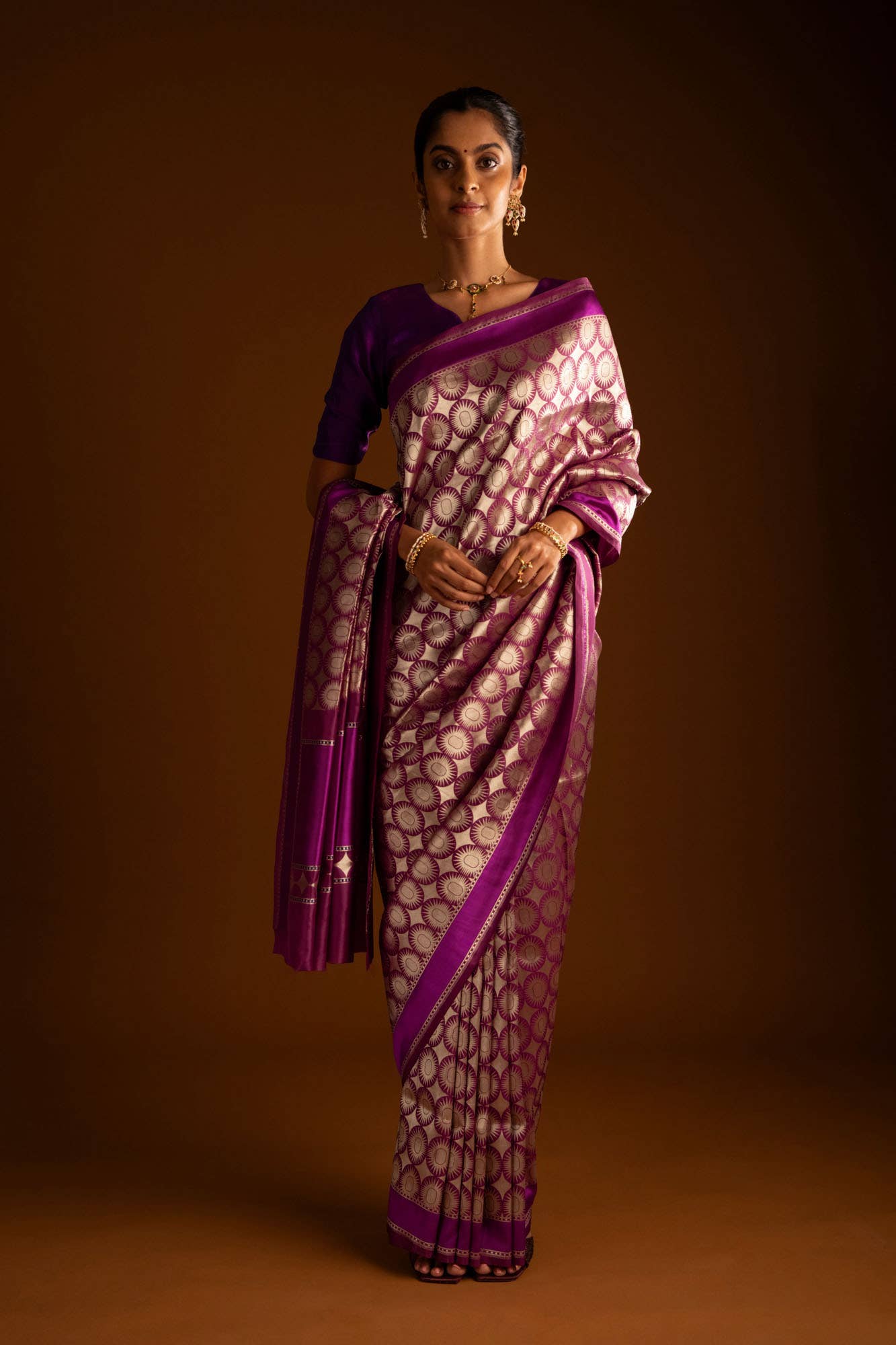 Shimmer Soleil-Magenta Banarasi Silk Saree