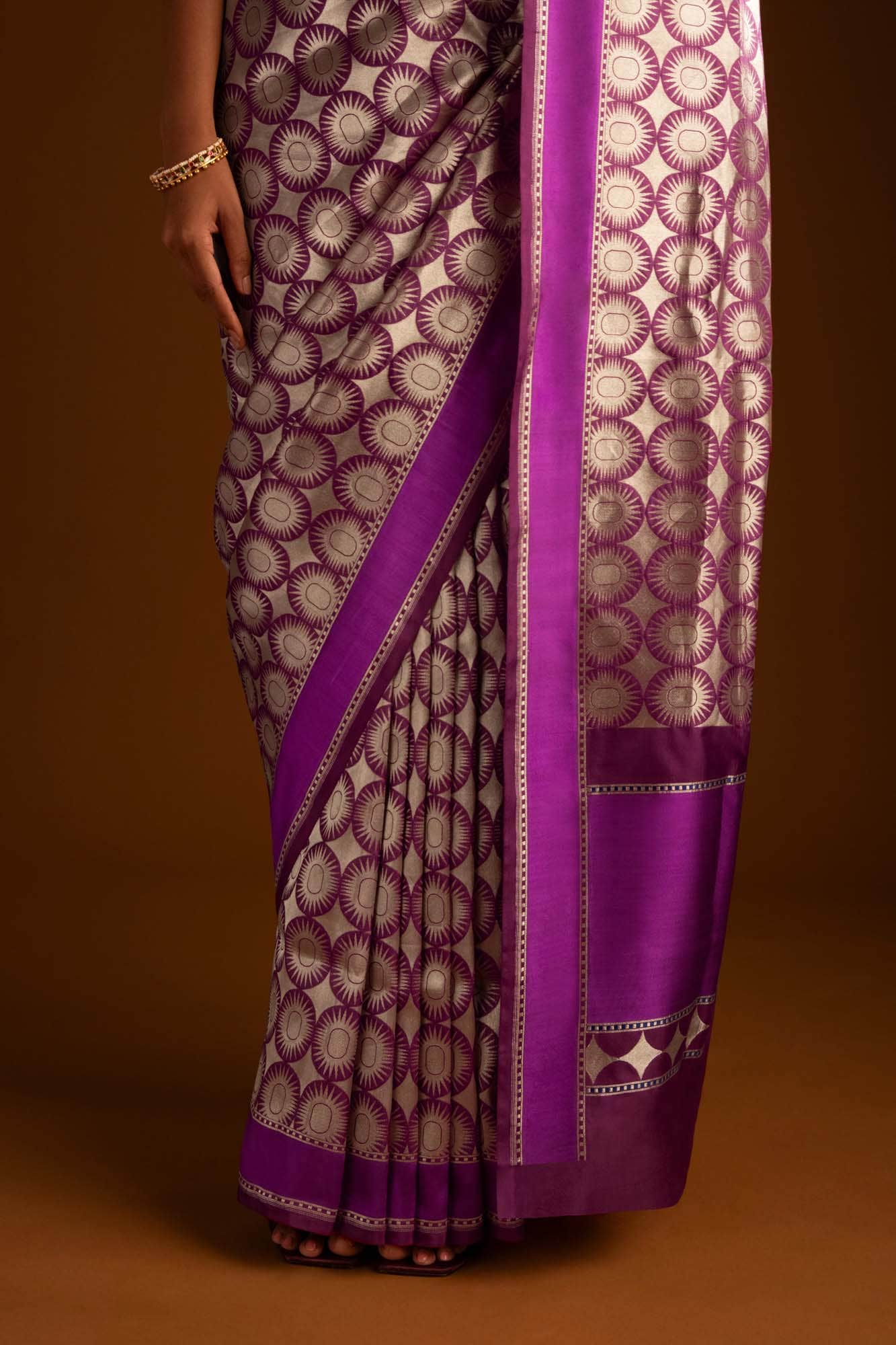 Shimmer Soleil-Magenta Banarasi Silk Saree