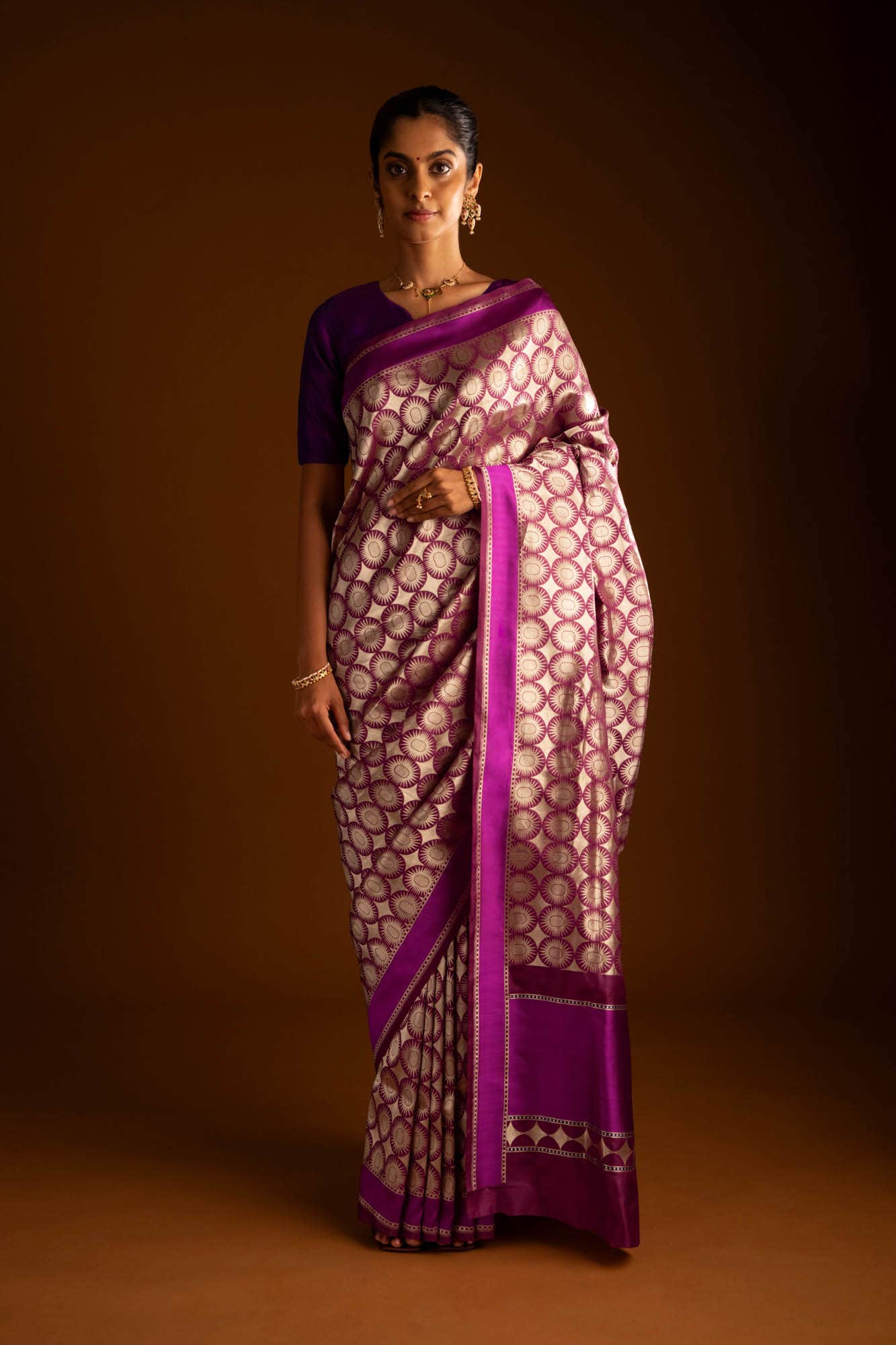 Shimmer Soleil-Magenta Banarasi Silk Saree