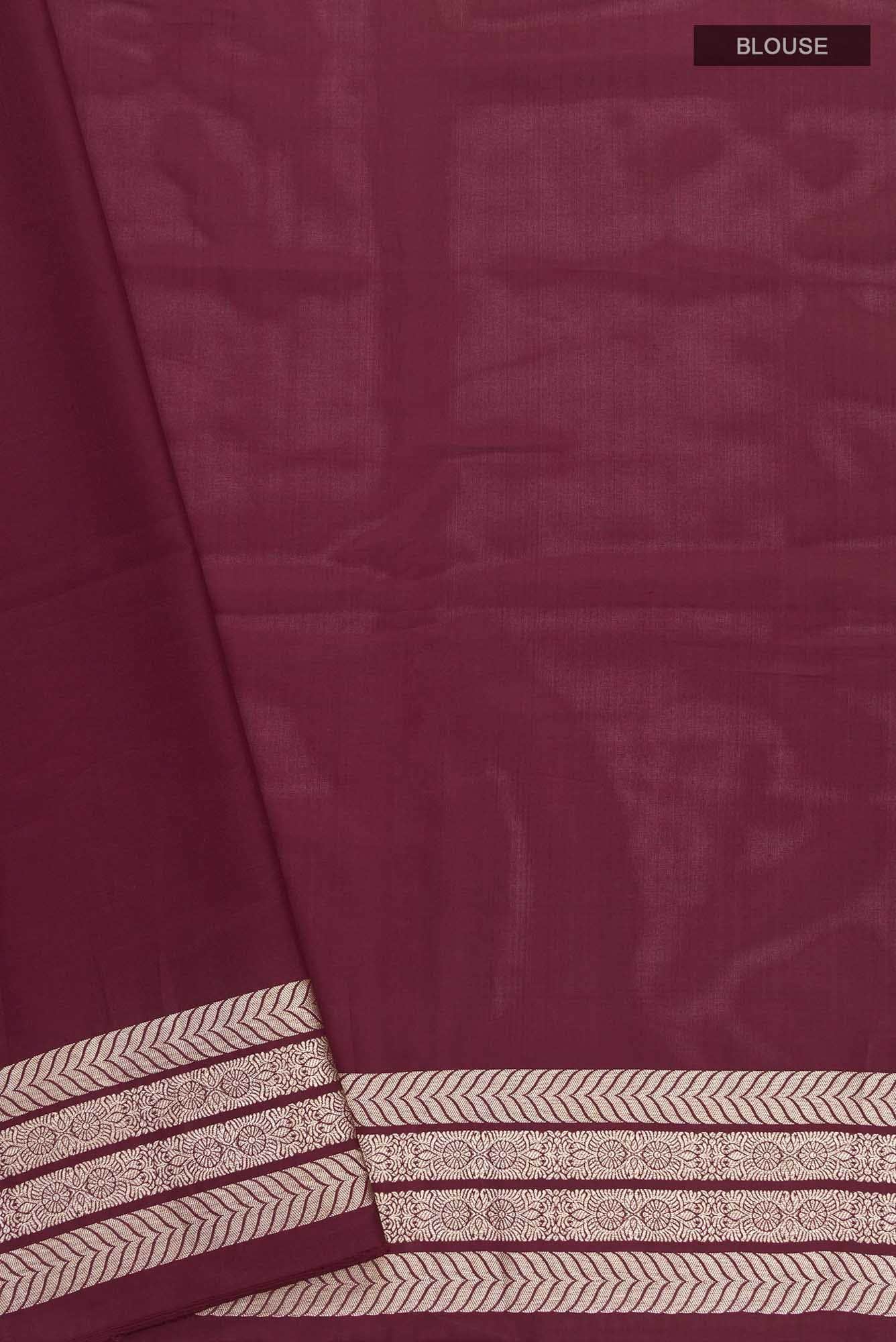 Ottoman Flowers-Maroon Banarasi Silk Saree