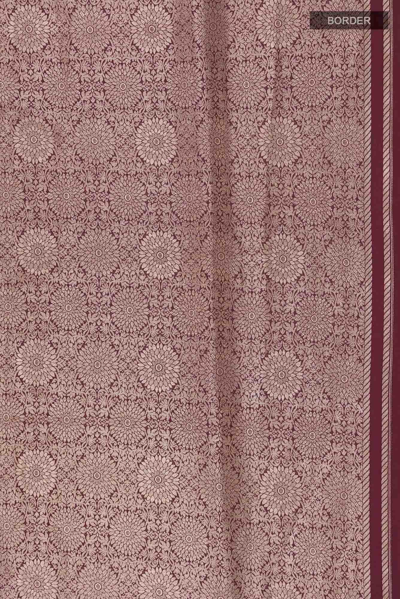 Ottoman Flowers-Maroon Banarasi Silk Saree