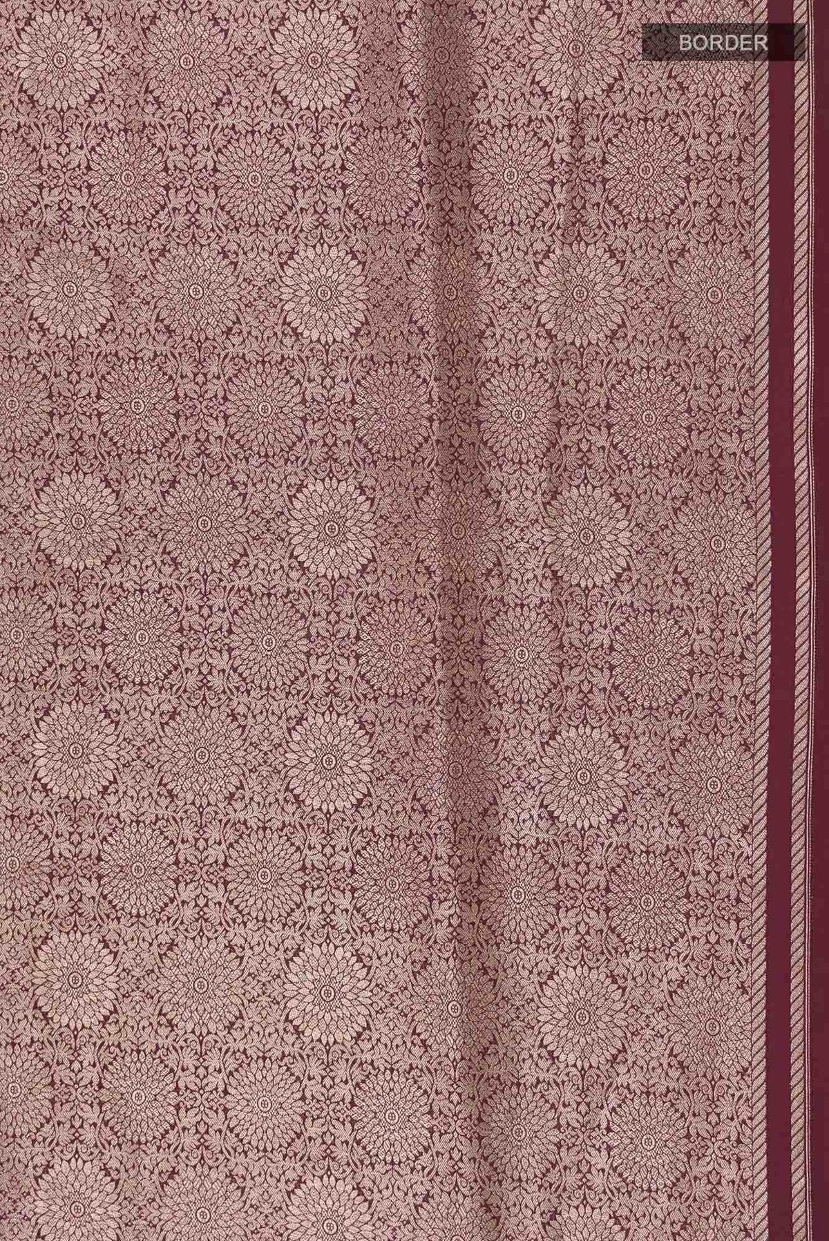 Ottoman Flowers-Maroon Banarasi Silk Saree