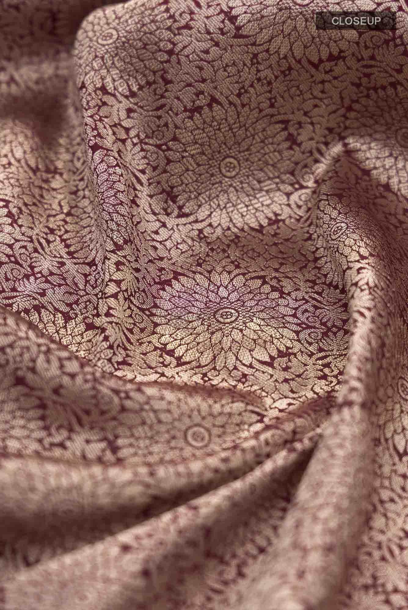 Ottoman Flowers-Maroon Banarasi Silk Saree