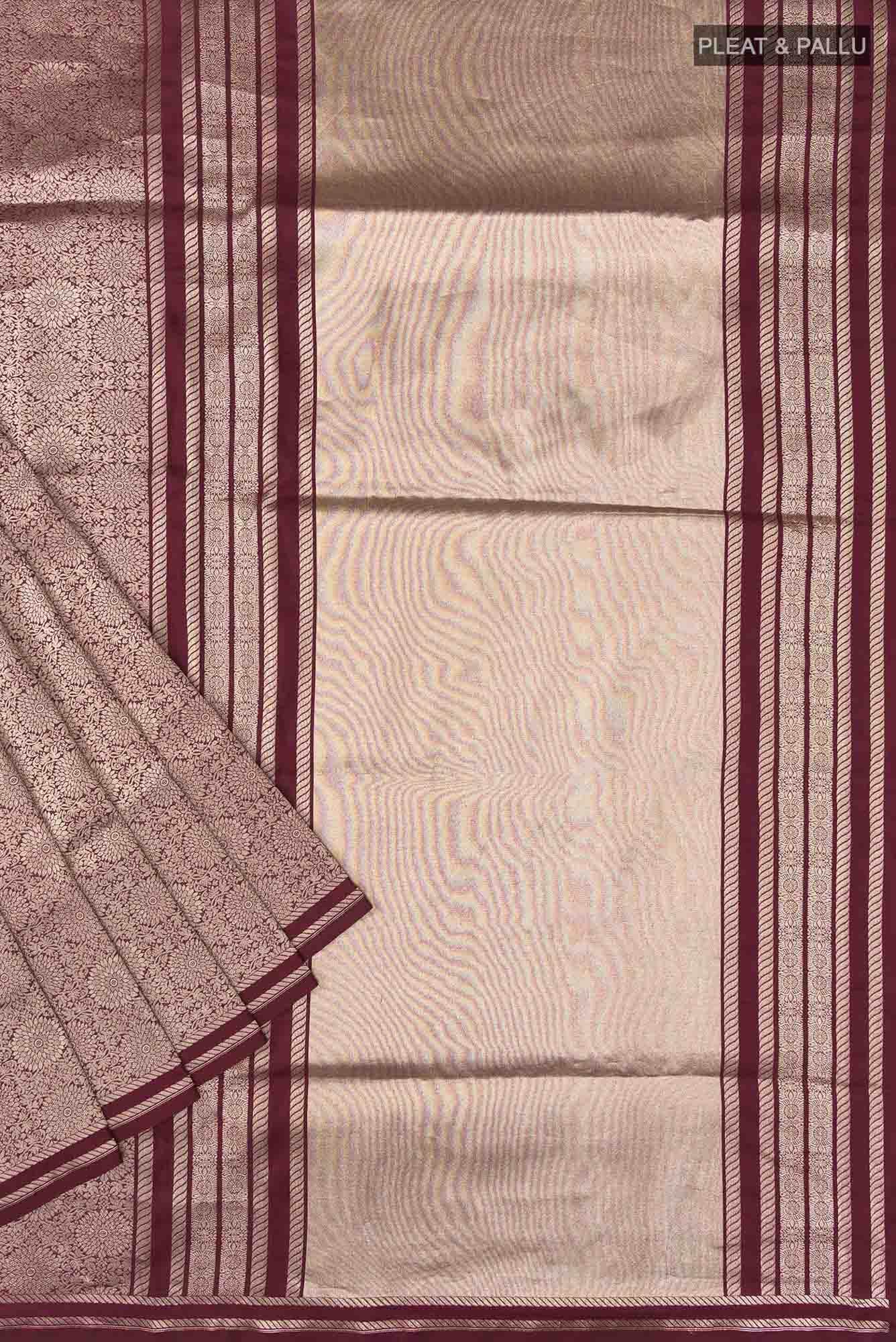 Ottoman Flowers-Maroon Banarasi Silk Saree