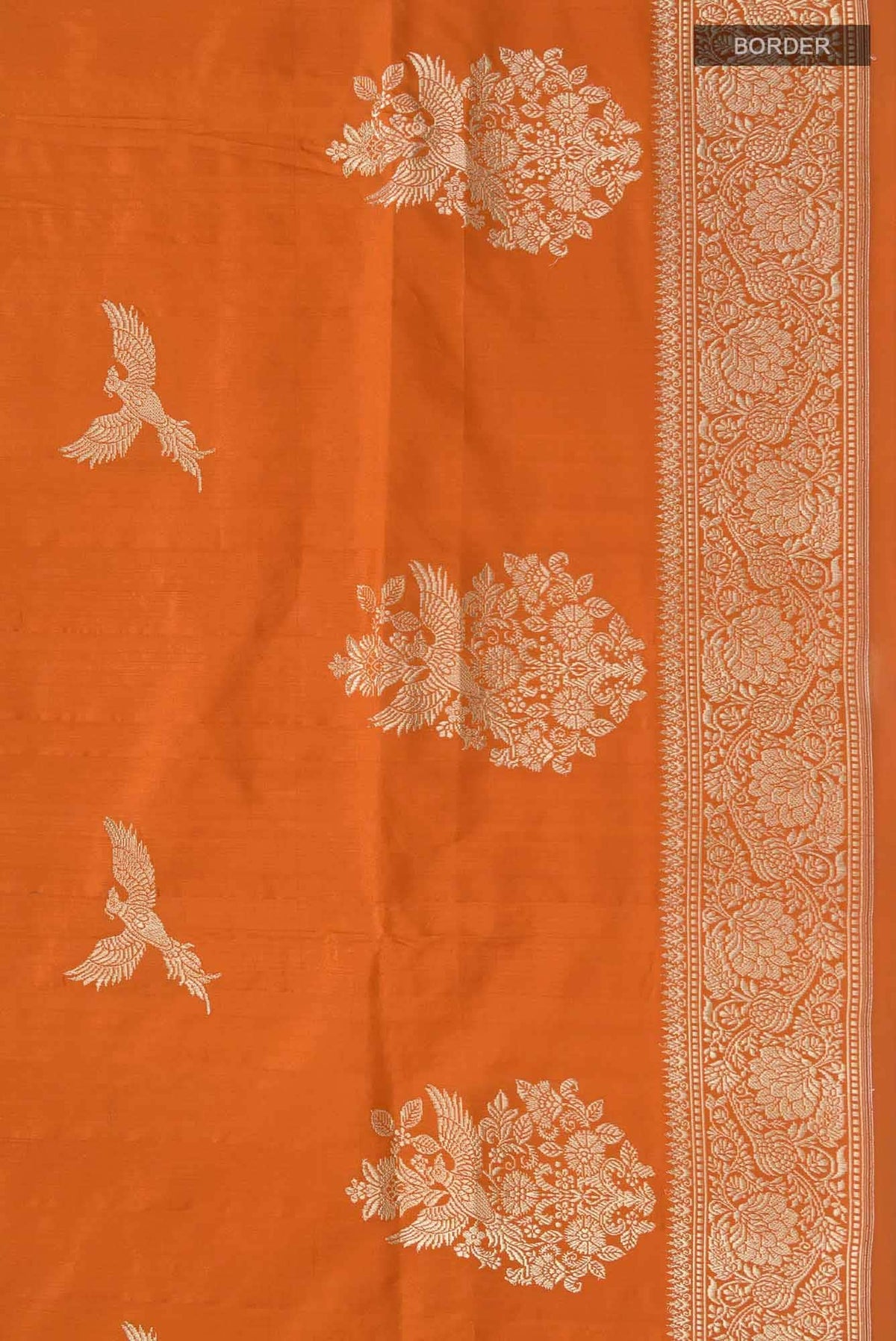 Kuhoo-Orange Banarasi Silk Saree