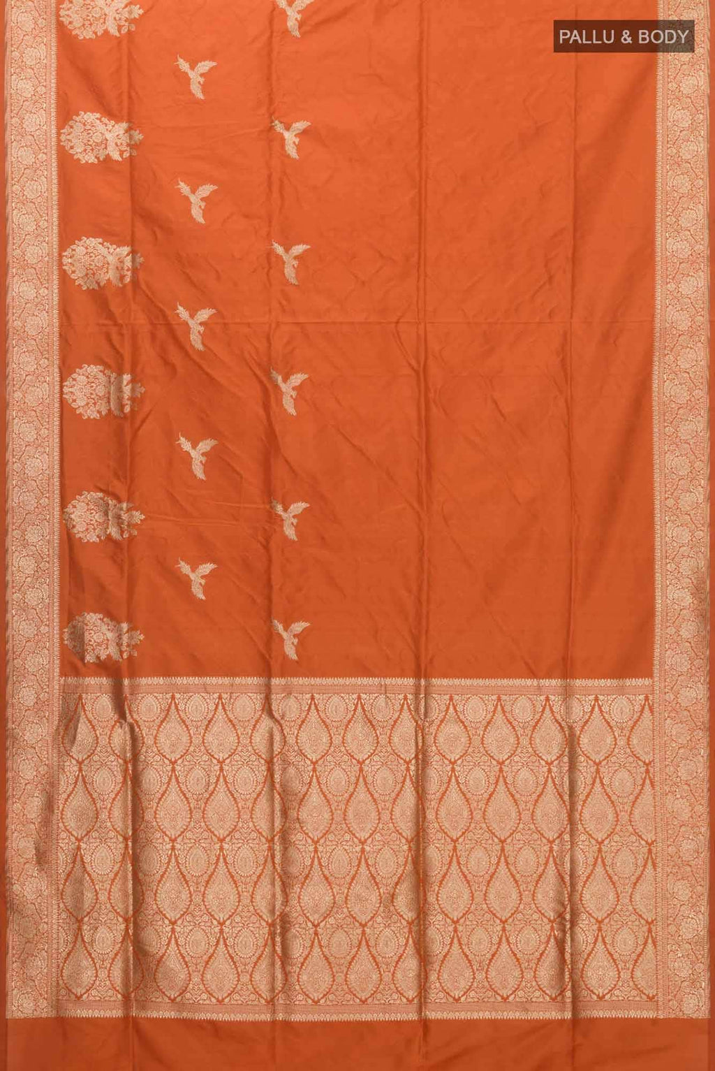 Kuhoo-Orange Banarasi Silk Saree