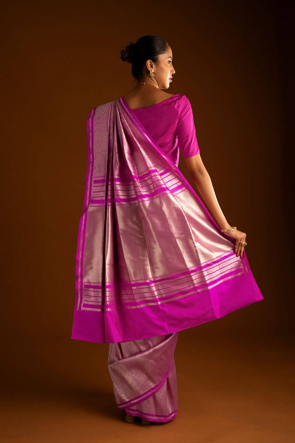 Ottoman Flowers-Pink Banarasi Silk Saree