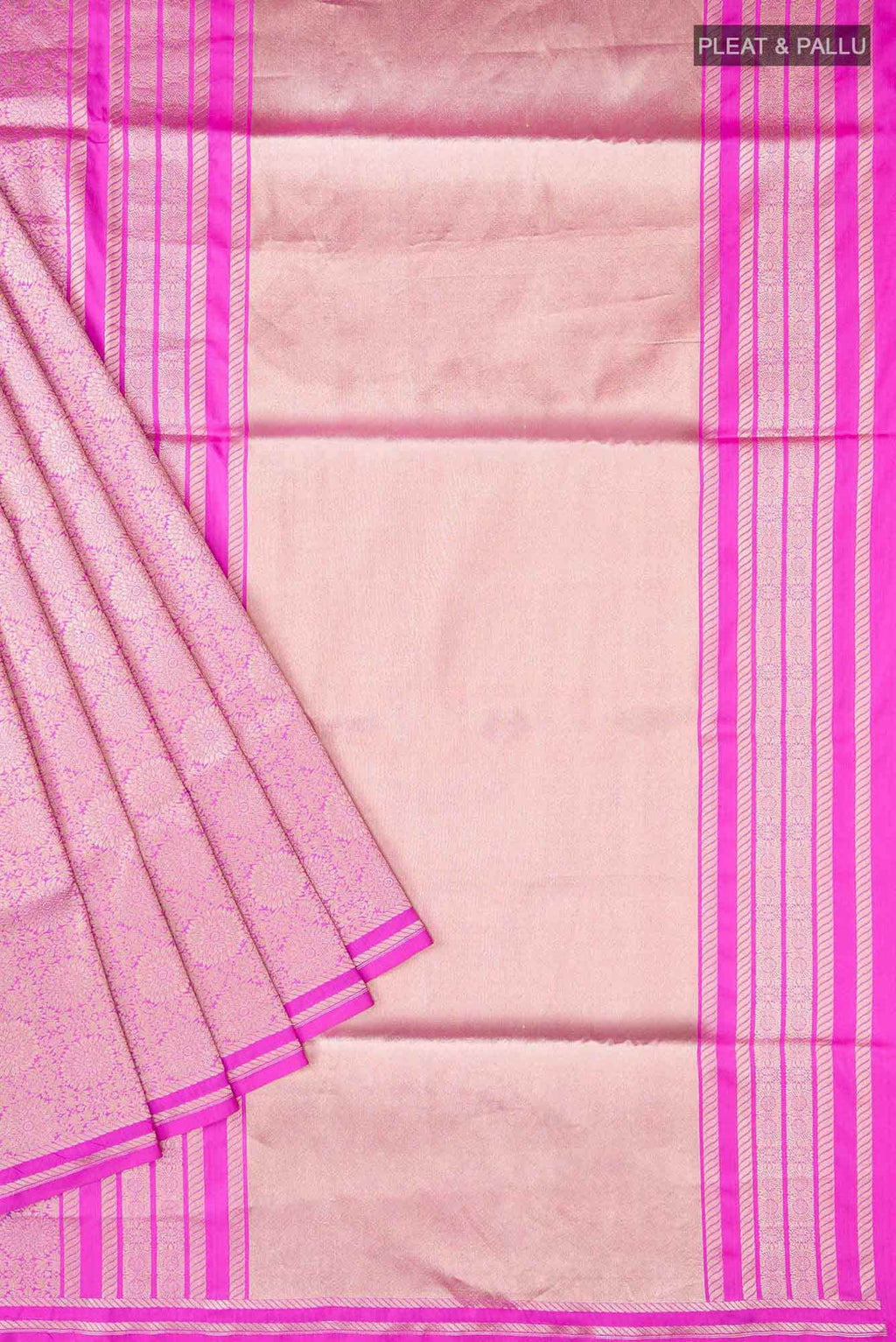 Ottoman Flowers-Pink Banarasi Silk Saree