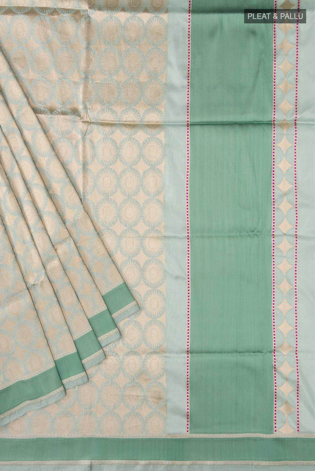Shimmer Soleil-Sage Green Banarasi Silk Saree