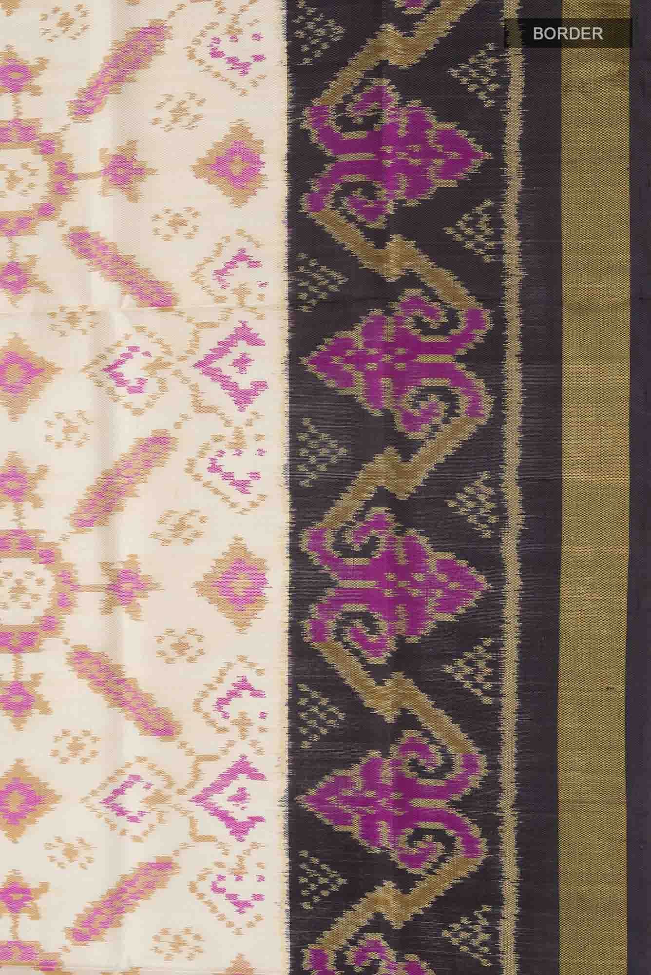 Cream Rajkot Patola Silk Saree