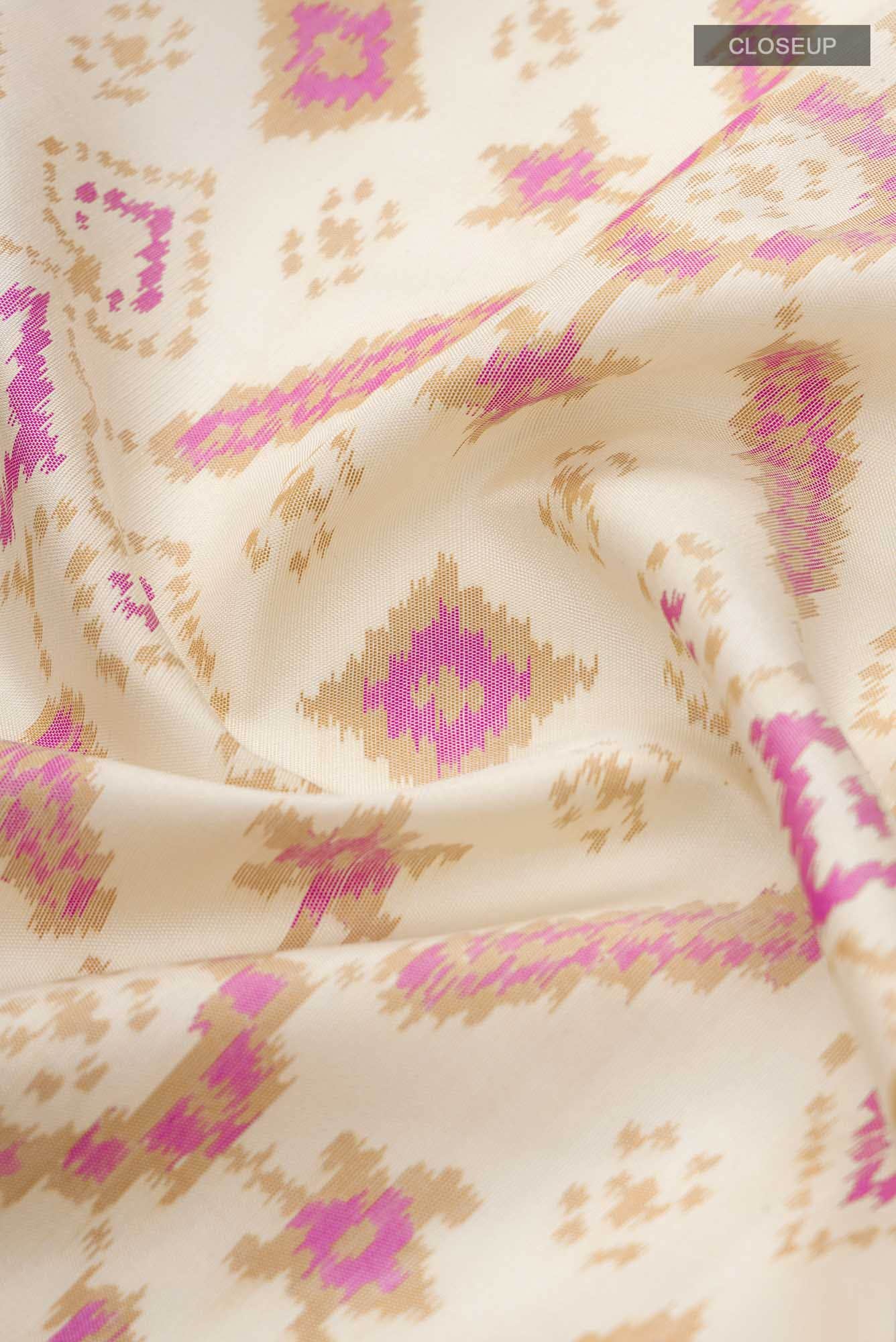 Cream Rajkot Patola Silk Saree