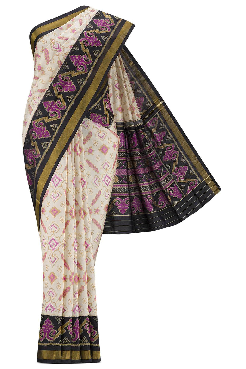 Cream Rajkot Patola Silk Saree