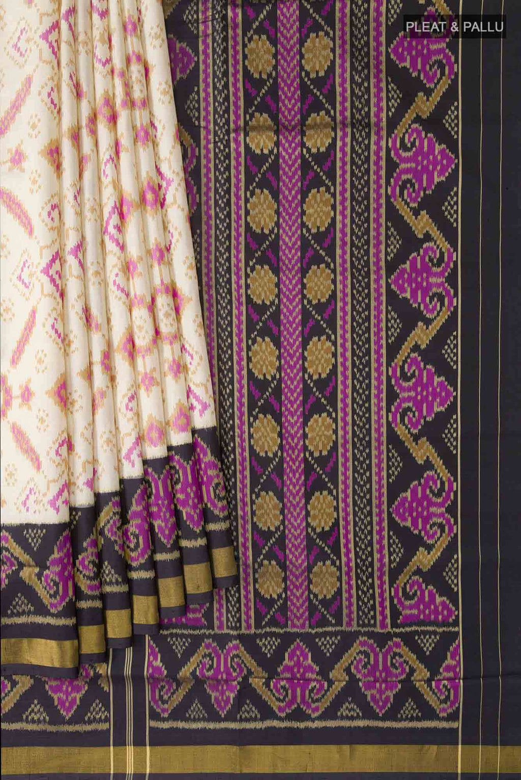 Cream Rajkot Patola Silk Saree