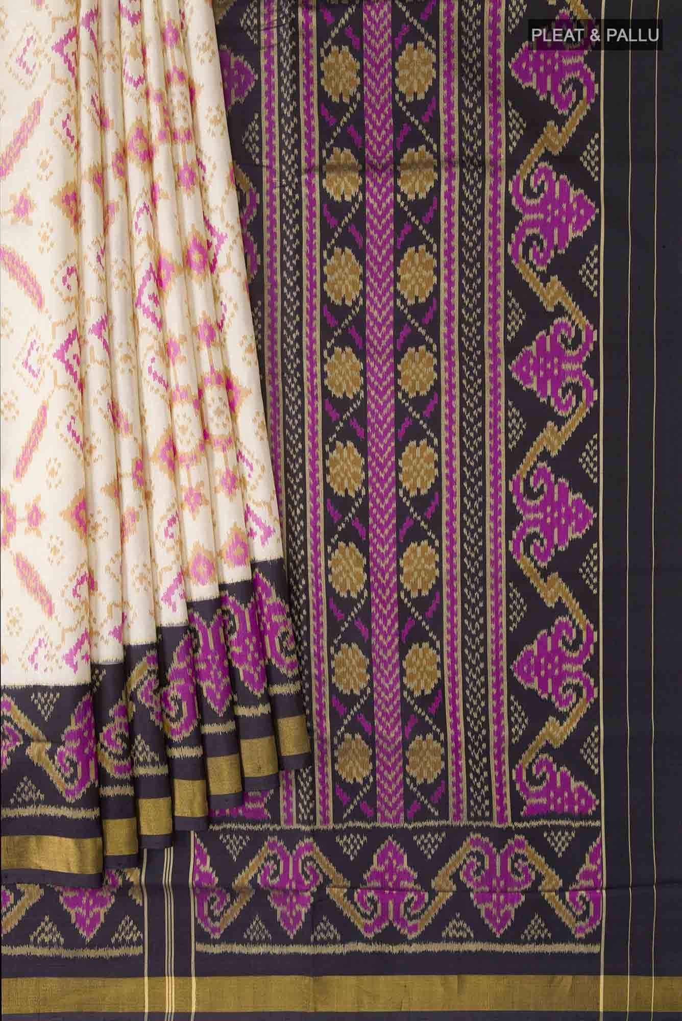 Cream Rajkot Patola Silk Saree