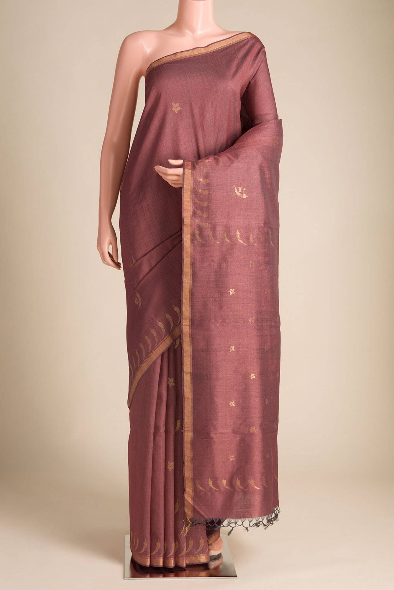 Chili Lily-Maroon Bhagalpuri Tussar Silk Saree
