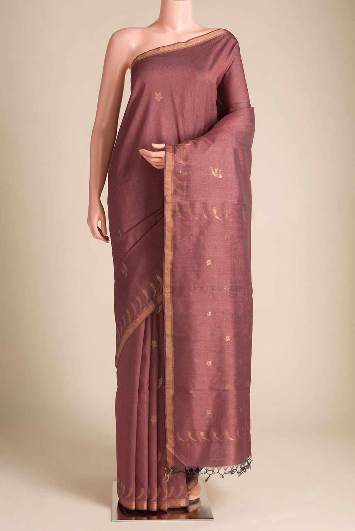Chili Lily-Maroon Bhagalpuri Tussar Silk Saree