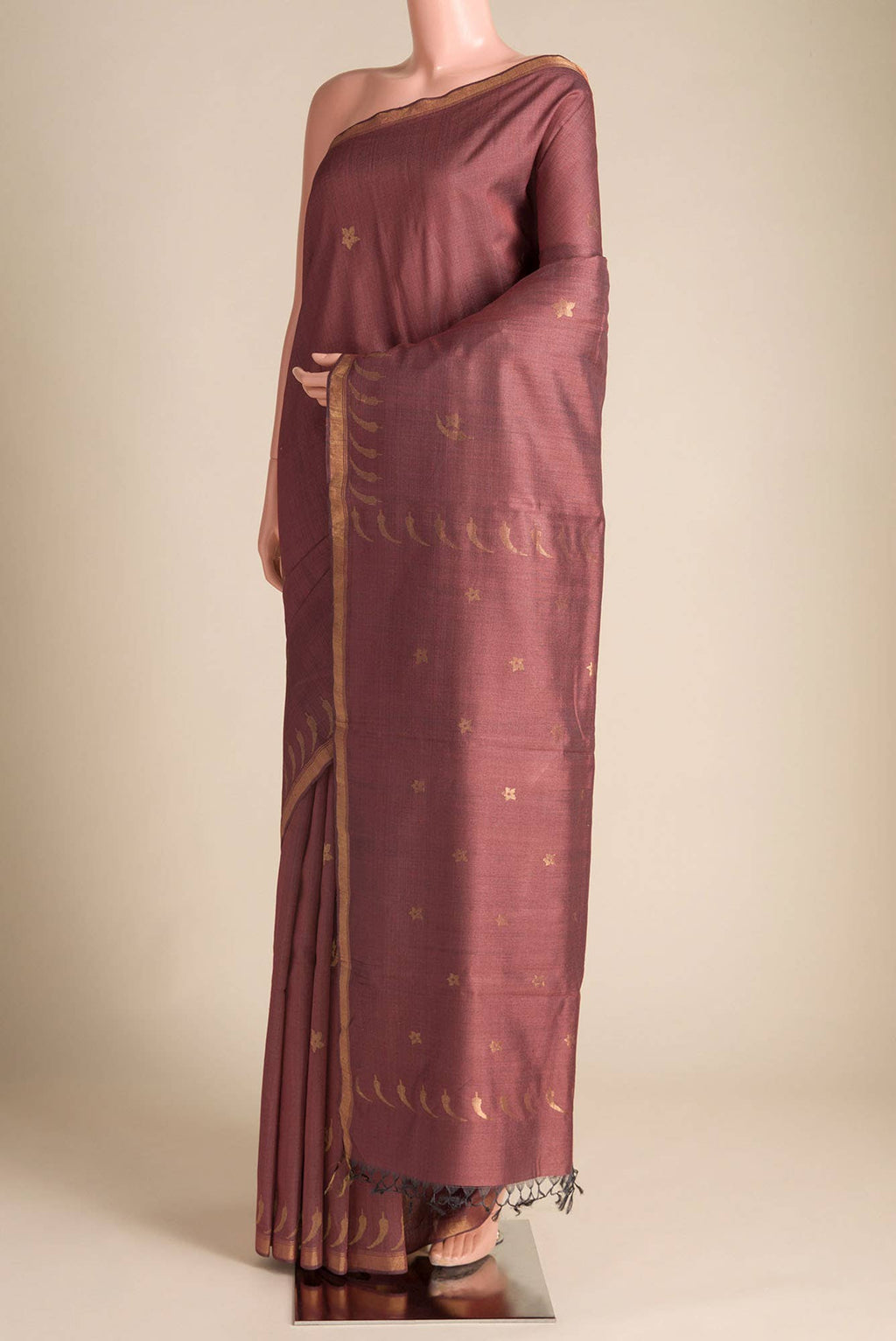 Chili Lily-Maroon Bhagalpuri Tussar Silk Saree