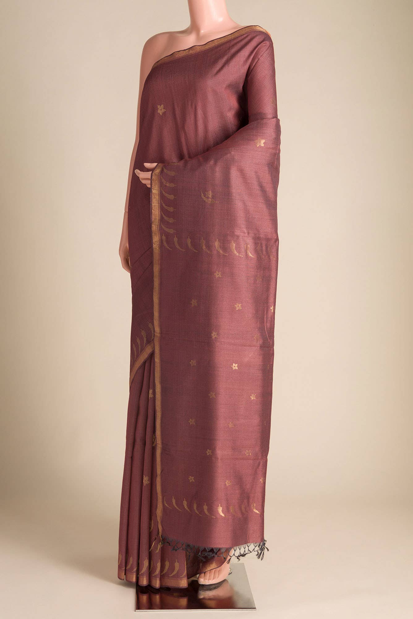 Chili Lily-Maroon Bhagalpuri Tussar Silk Saree