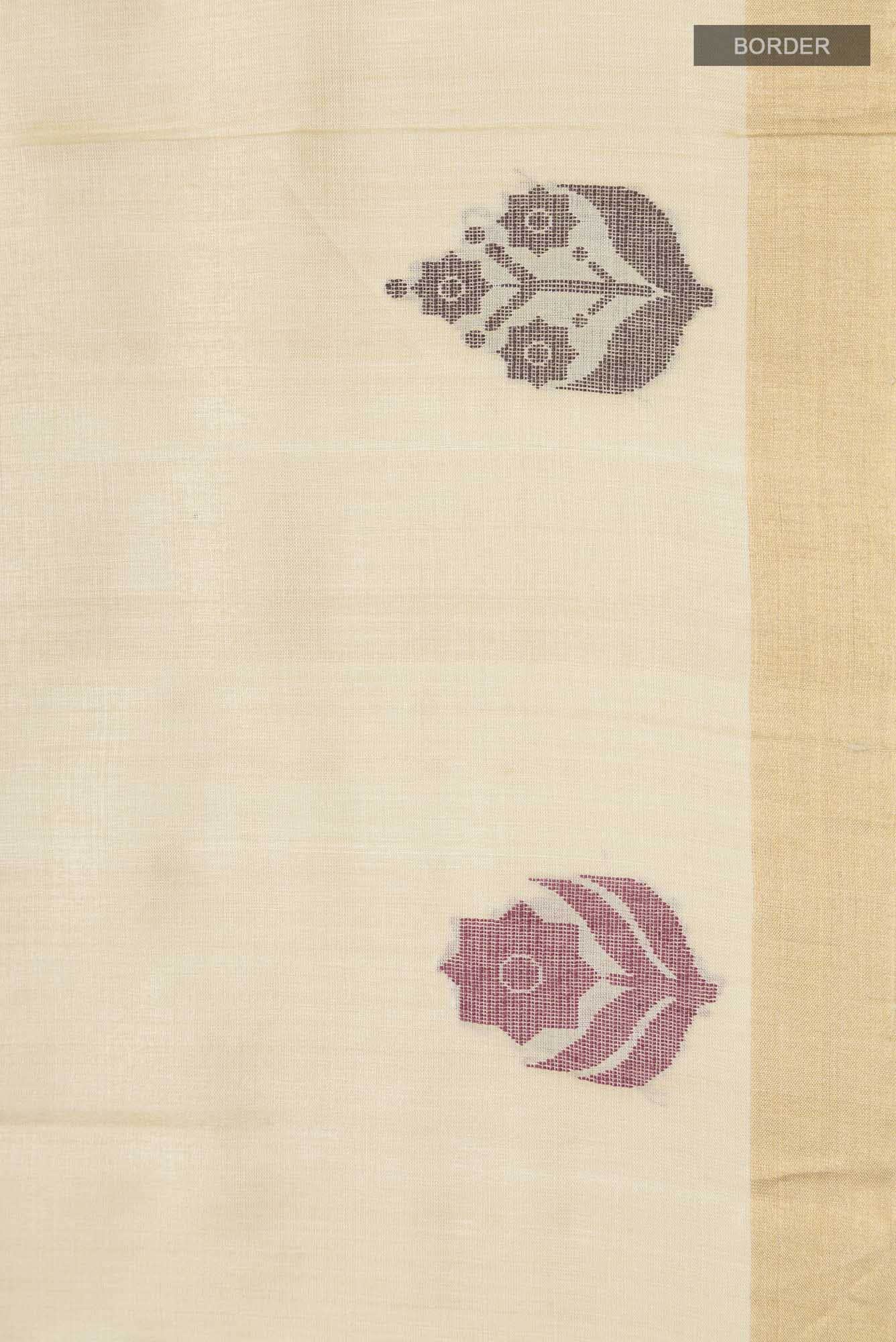 Lost in Fields-Cream Bhagalpuri Tussar Silk Saree